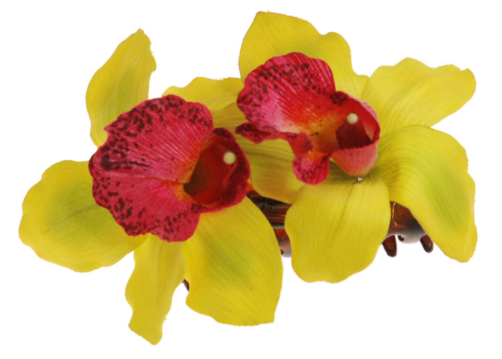 Karin's Garden 4" Lime Vanda Orchid French Jaw Clip.  Hair Accessory Comfortable in your hair. -Available in white, pink, lime.  Made in the USA