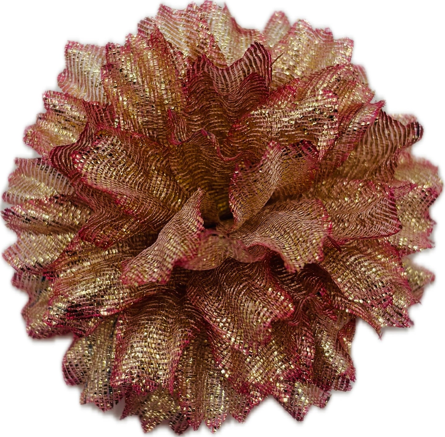 Pink Gold Petite Silk Carnation 2” Flower Pin Brooch and Clip.  Made in the USA.