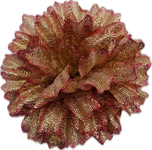 Pink Gold Petite Silk Carnation 2” Flower Pin Brooch and Clip.  Made in the USA.