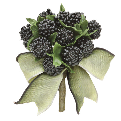 Karin's Garden 3” Blackberry Pin with Ombre Wired Bow Pin Brooch.  Available in Red or Black