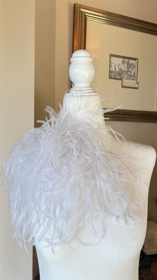"Dietrich" Grand Ostrich Pin & Clip in White.  Made in the USA. Genuine Ostrich.  Available in Grand or Petite