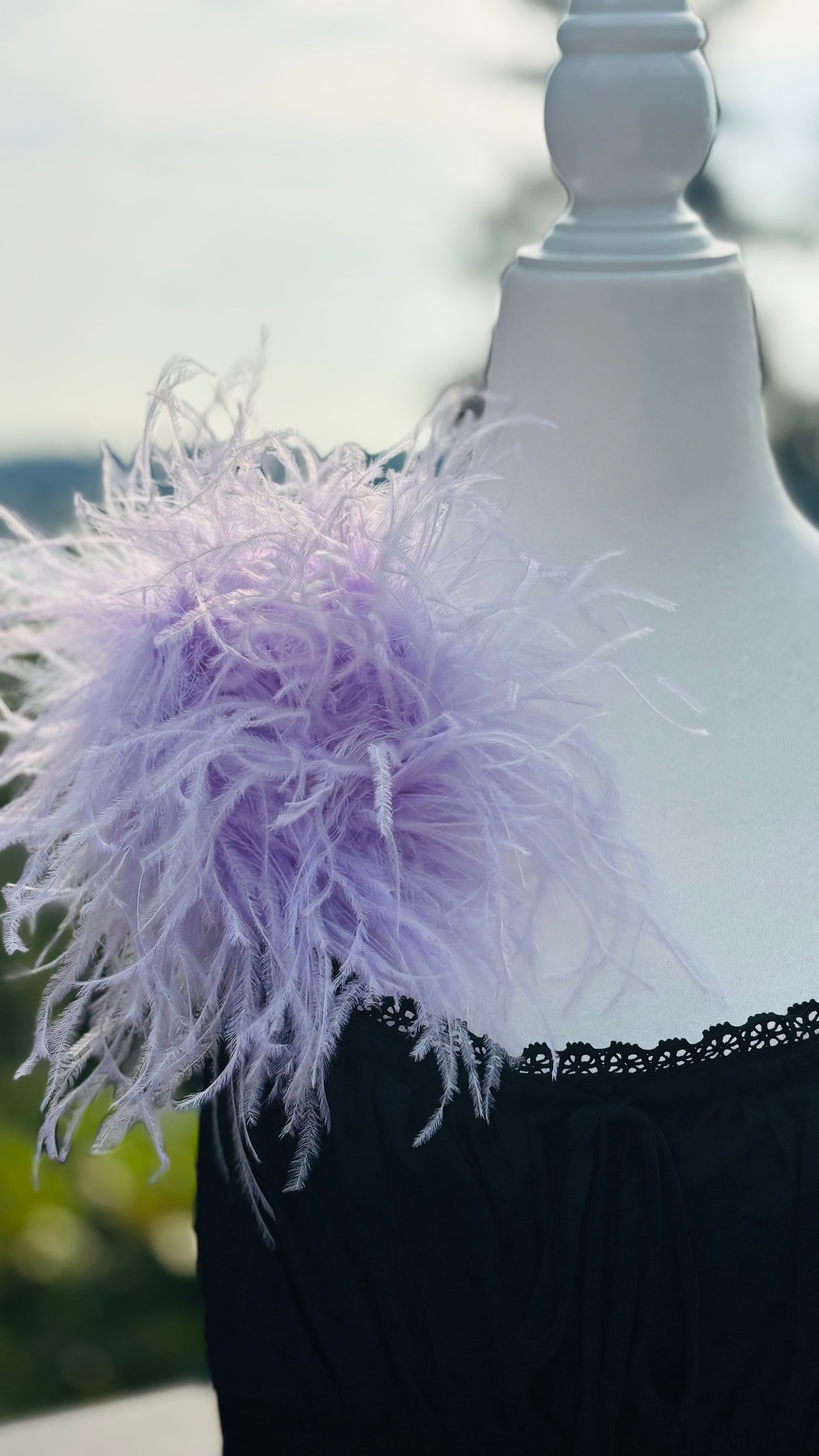 "Dietrich" Grand Ostrich Pin & Clip in Lavender.  Made in the USA. Genuine Ostrich. Available in many colors.  Available in Grand or Petite