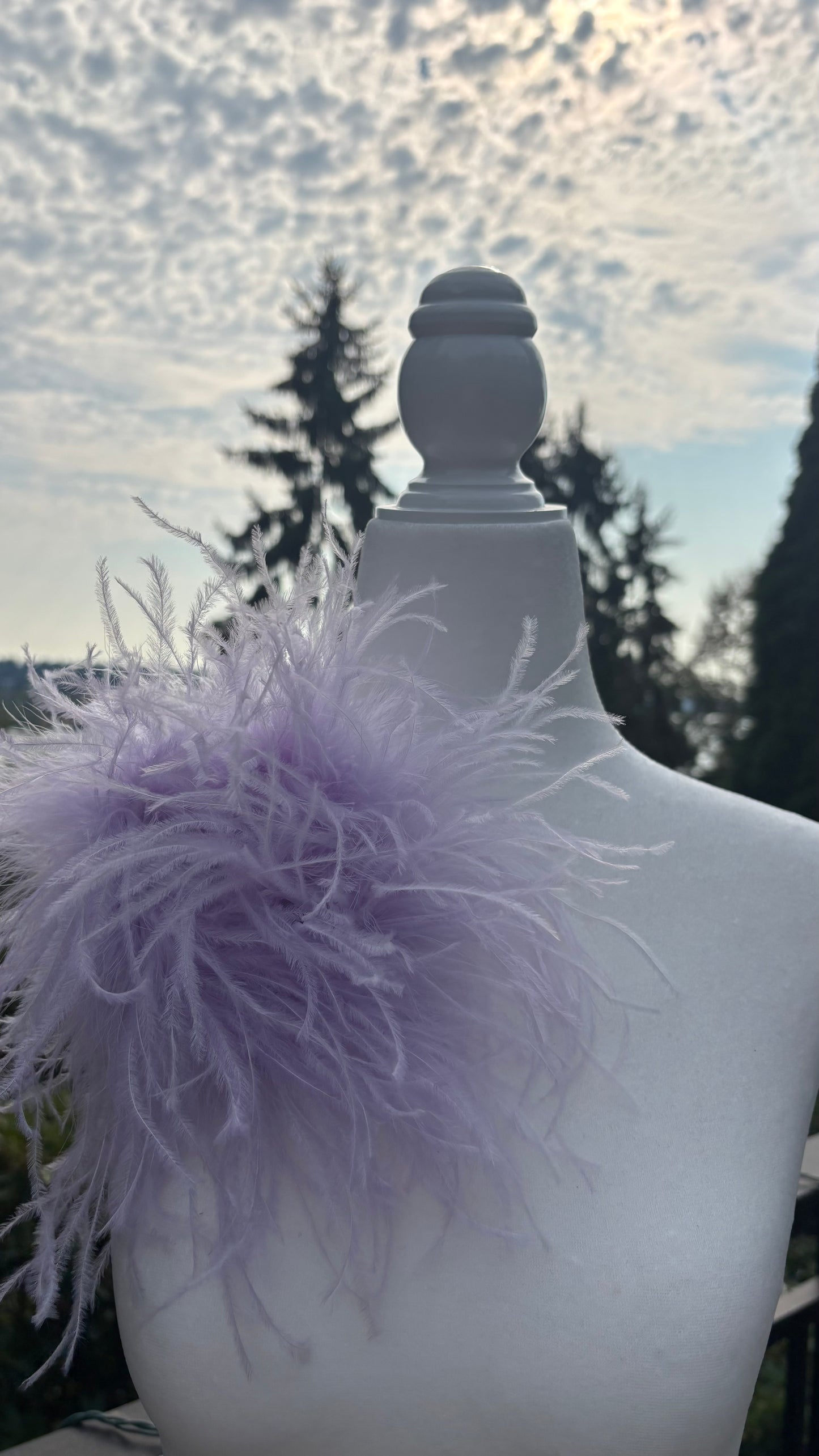 "Dietrich" Grand Ostrich Pin & Clip in Lavender.  Made in the USA. Genuine Ostrich. Available in many colors.  Available in Grand or Petite
