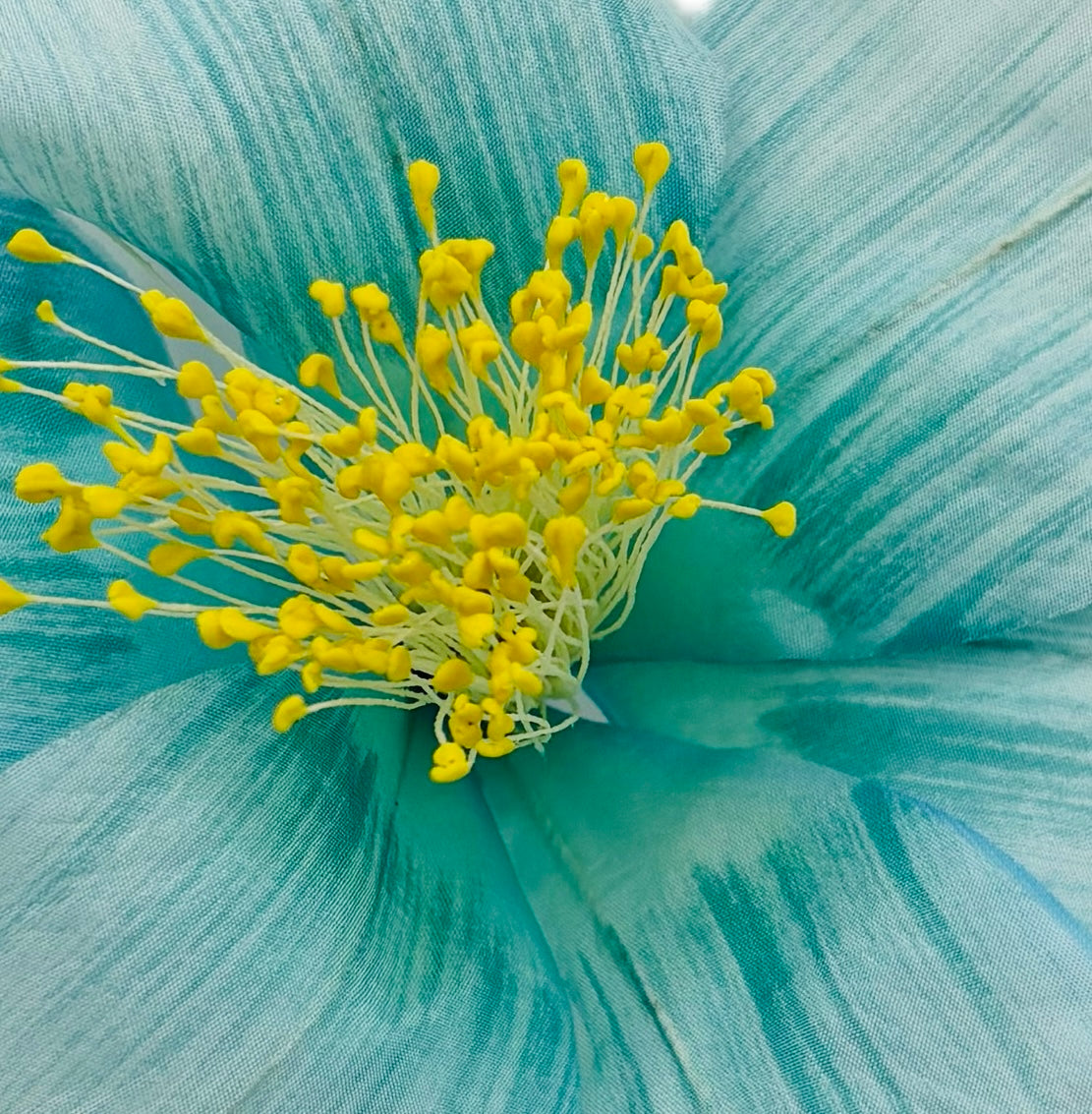 "Clementine" 4" Silk Clematis Sky Blue Brooch and Clip. Karin's Garden. Bendable Petals. Pin or Clip into hair, onto dress, lapel, handbag and more.