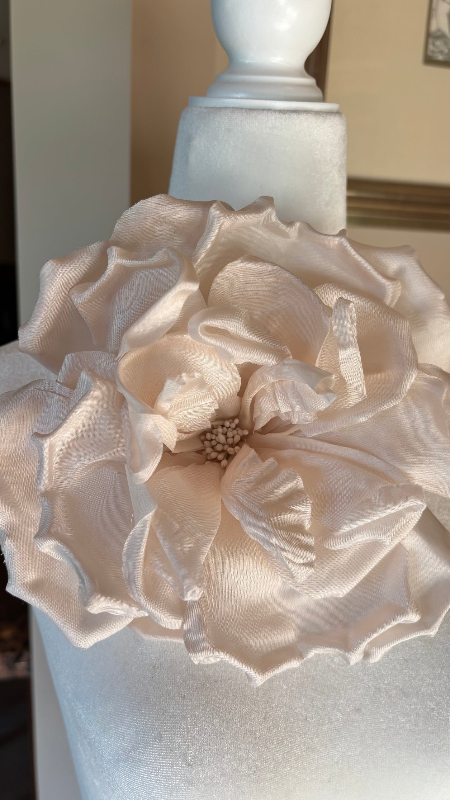 Karin's Garden 8" "Valentina" Champagne Silk Blend Romantic Cabbage Rose Brooch Pin & Clip.  A Statement Flower (Copy)