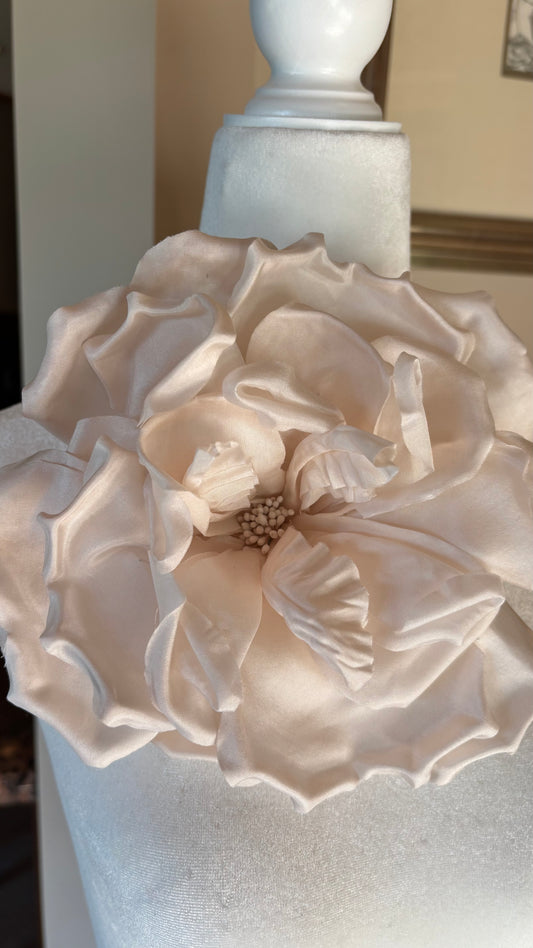 Karin's Garden 8" "Valentina" Champagne Silk Blend Romantic Cabbage Rose Brooch Pin & Clip.  A Statement Flower (Copy)