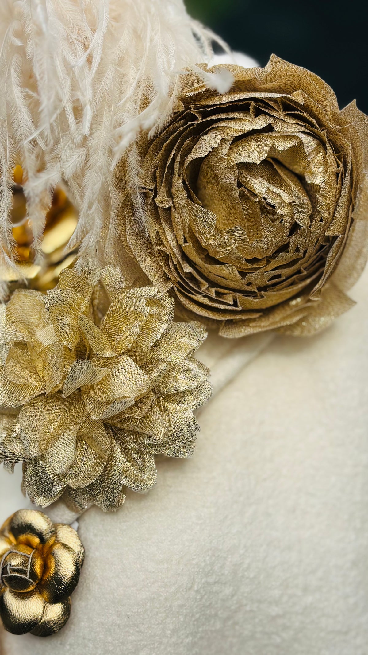 Gold Metallic Flower Pin and Clip.  Pin or Clip to lapel, into hair, onto bag and more.  Made in the USA with Love