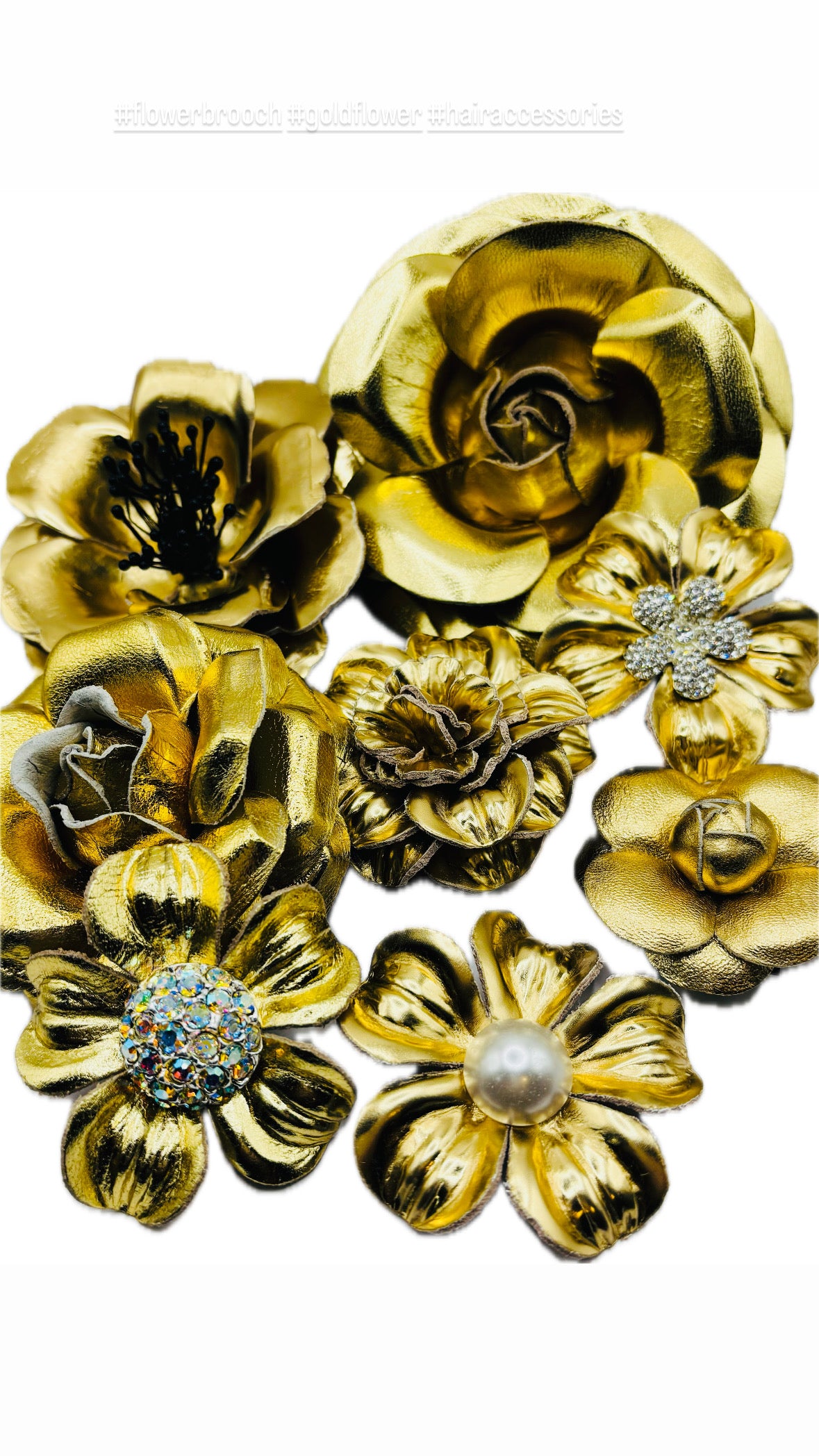 “Bunny” Gold 4” Leather Rose Pin & Clip Handmade in the USA With Love