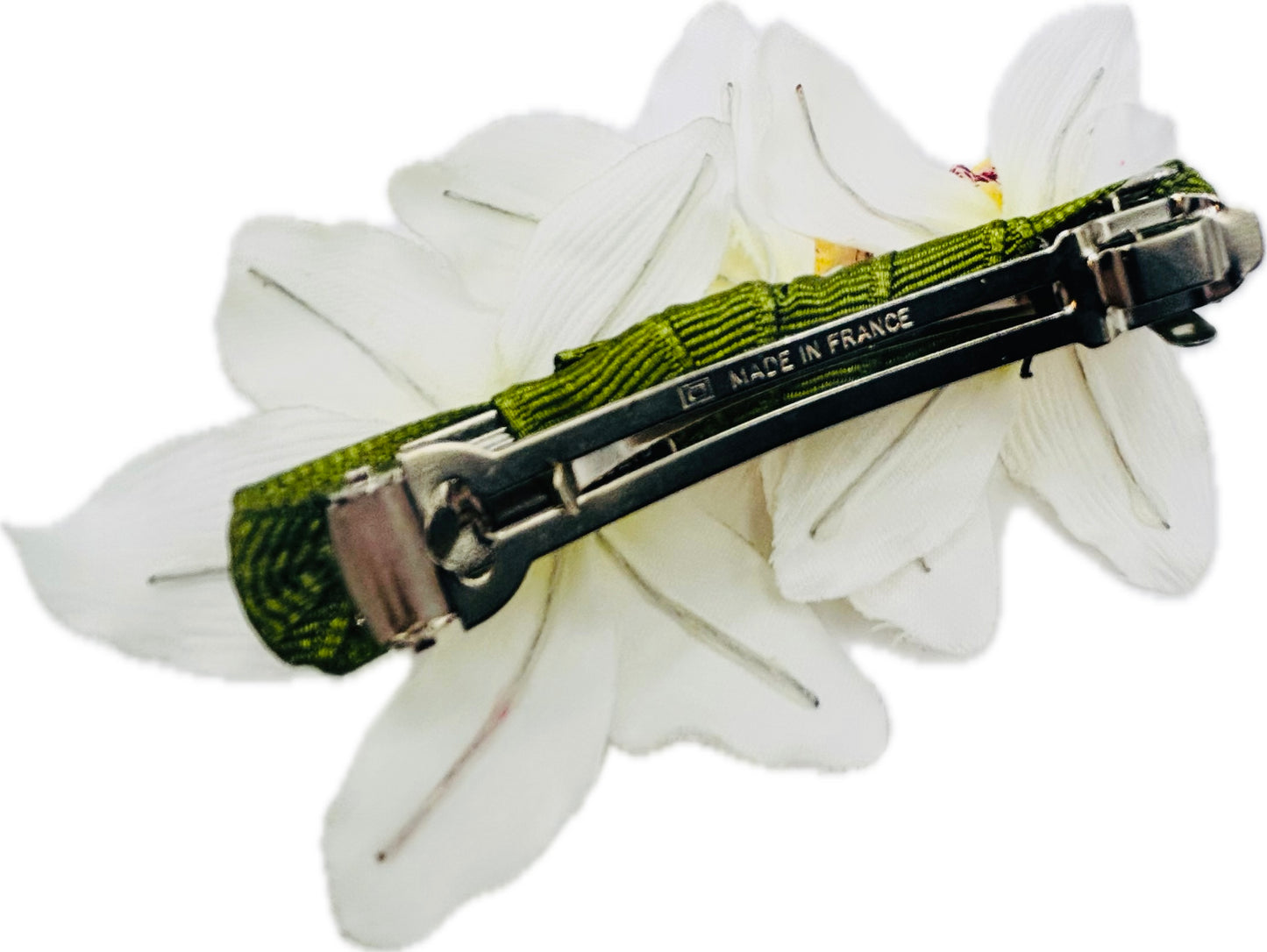 "Margaret" White Mini Vanda Orchids Hair Barrette Clip - Made in the USA - French Barrette