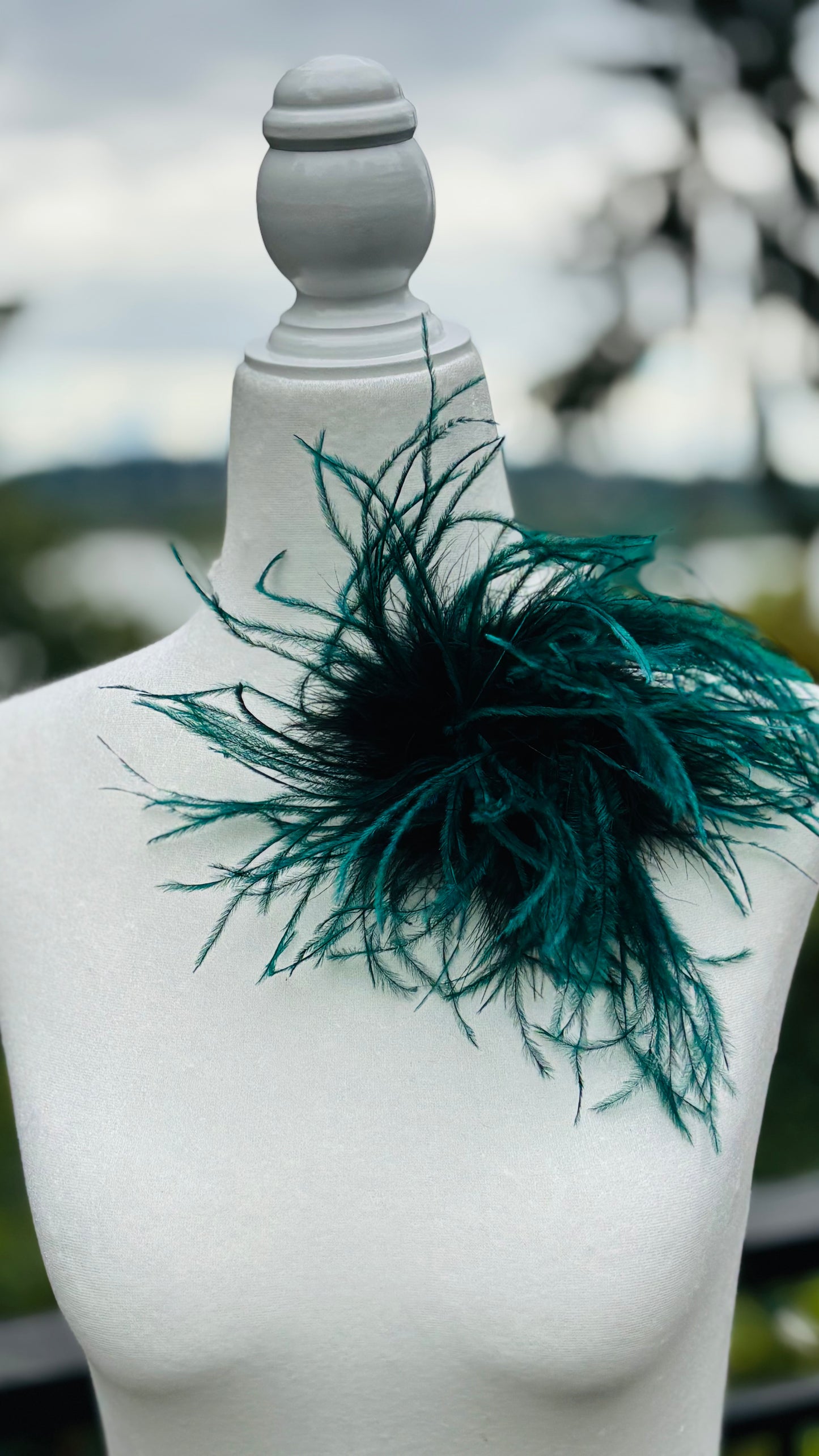 Dietrich Petite Ostrich Pin & Clip in Emerald.  Handmade in the USA. Genuine Ostrich. Available in many colors.  Available in Petite or Grand