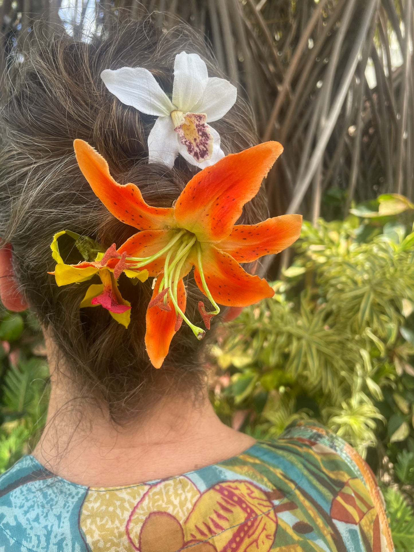 orange tiger lily hair clip Karin's Garden Martha 3" Life like Tiger Lily pinch clip. Wear in your
