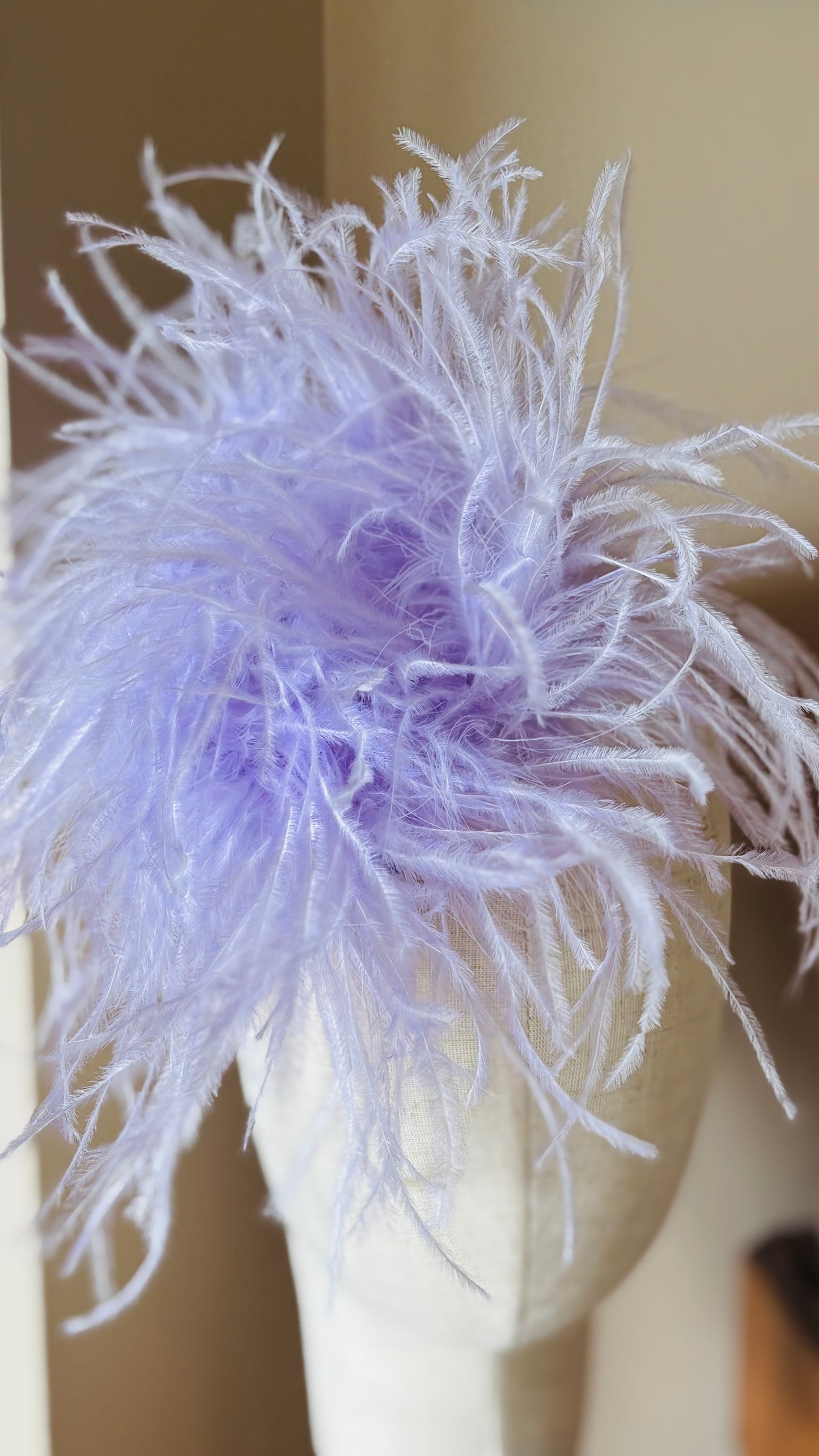 "Dietrich" Grand Ostrich Pin & Clip in Lavender.  Made in the USA. Genuine Ostrich. Available in many colors.  Available in Grand or Petite