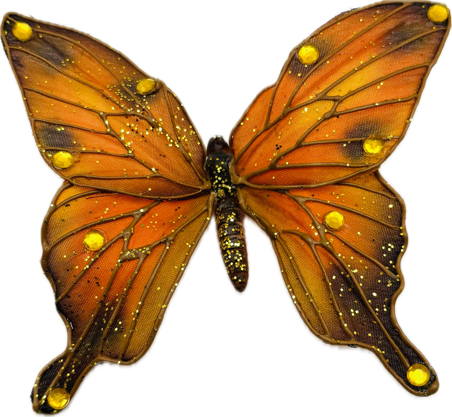 "Vanessa" Karin's Garden 3" Orange Butterfly clip. Bendable petals. Wear in your hair or clip on lapel, tank top or dress.  Hair Accessory