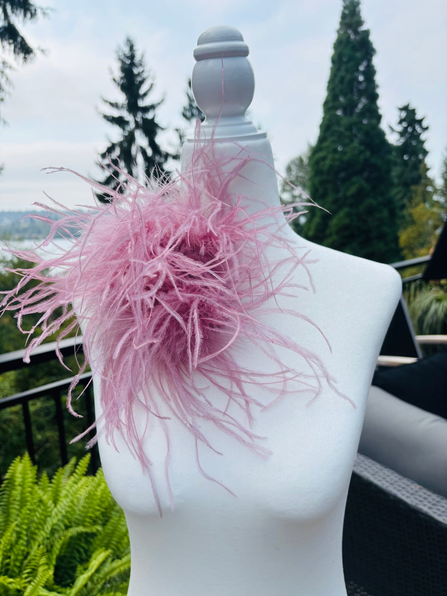 "Dietrich" Grand Ostrich Pin & Clip in Antique Rose. Made in the USA. Genuine Ostrich. Available in many colors.  Available in Grand or Petite