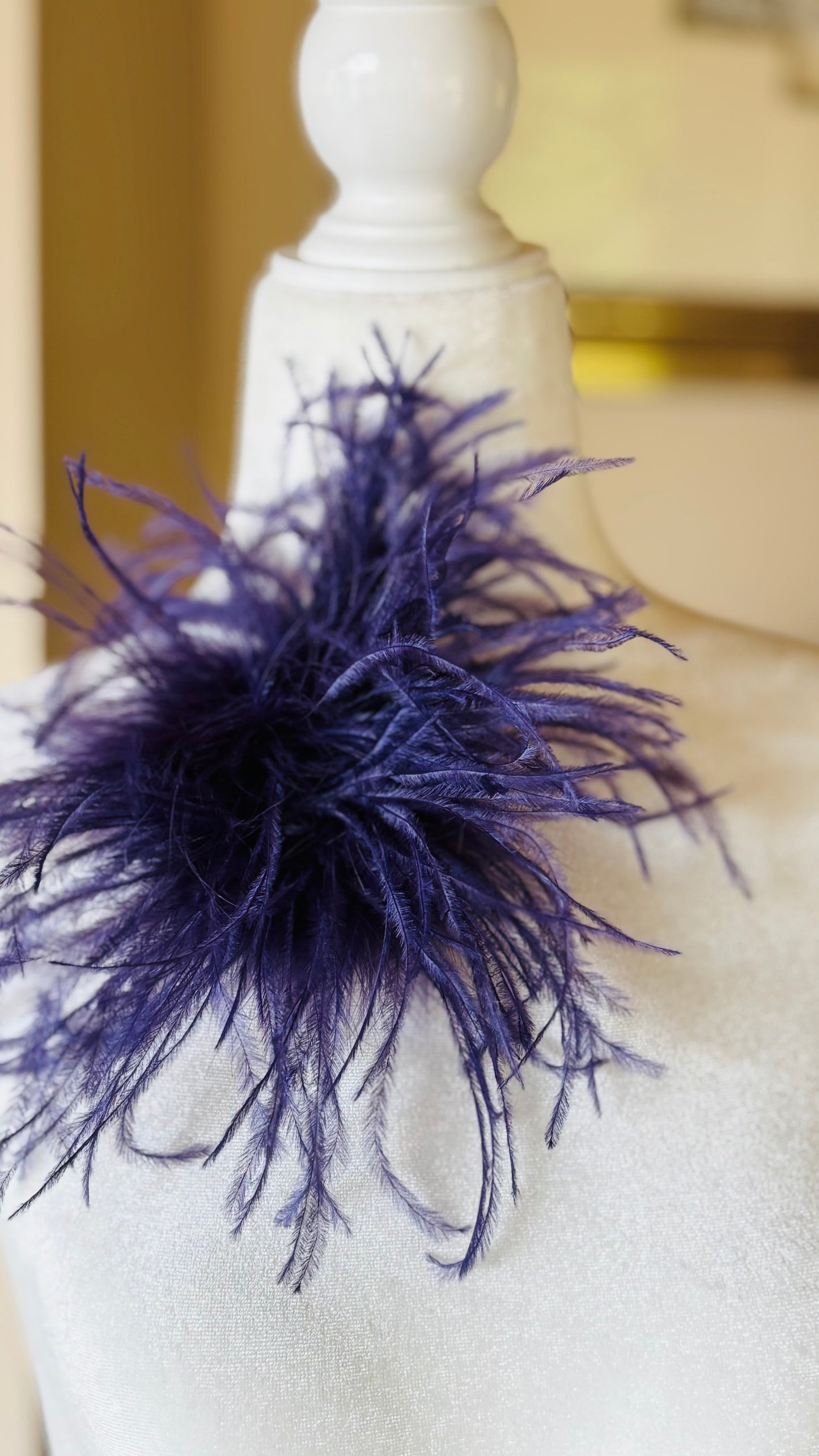 Dietrich Petite Ostrich Pin & Clip in Amethyst.  Handmade in the USA. Genuine Ostrich. Available in many colors.  Available in Petite or Grand