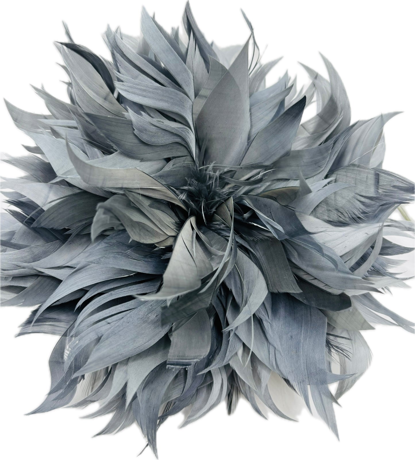 "Josephine" Feather Brooch & Clip in Gray.  Wear on your lapel, dress, in your hair, on purse, hat and more.