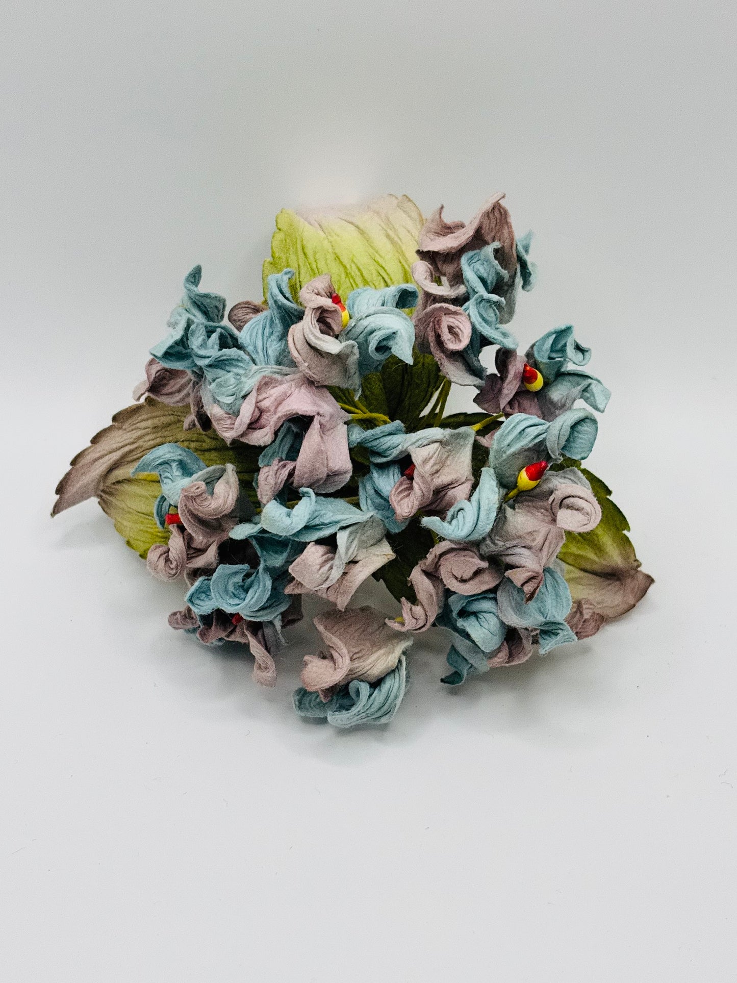 Ivy Hydrangea Flower Pin Brooch in Blue
