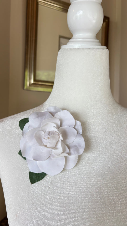 Karin's Garden Classic Vintage White Gardenia.  Pin or Clip into Hair or Lapel.