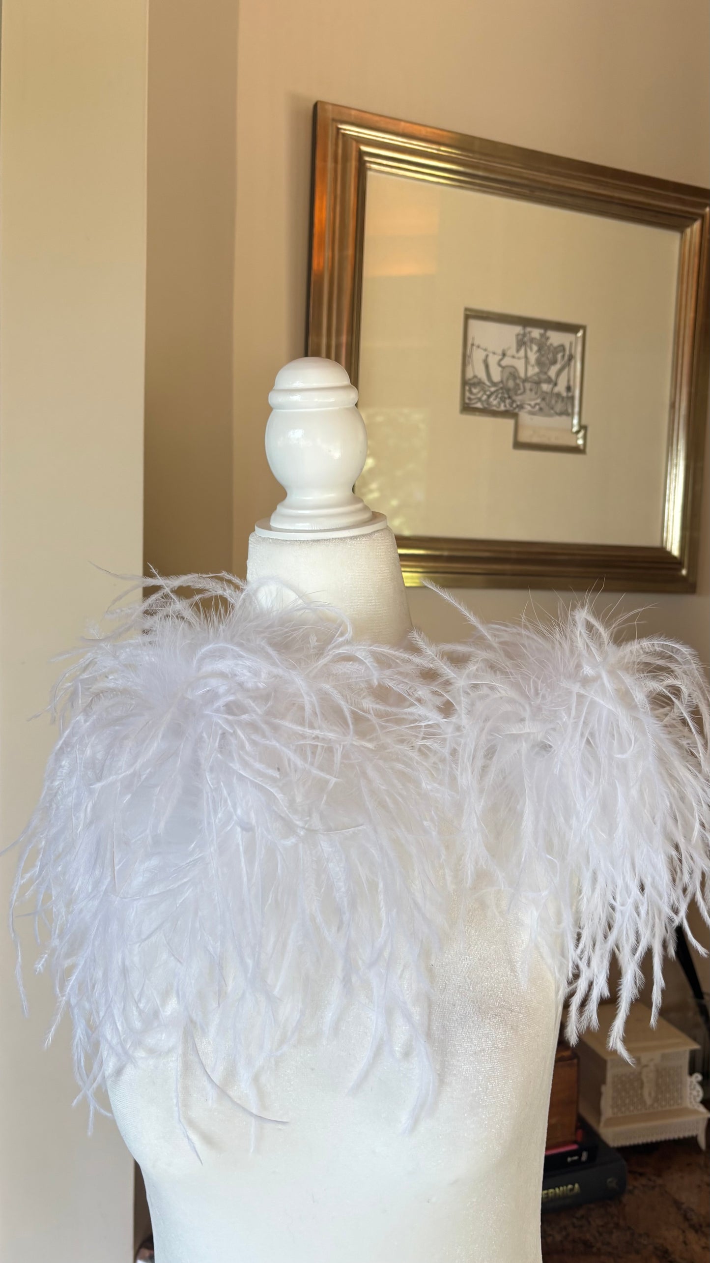 "Dietrich" Grand Ostrich Pin & Clip in White.  Made in the USA. Genuine Ostrich.  Available in Grand or Petite