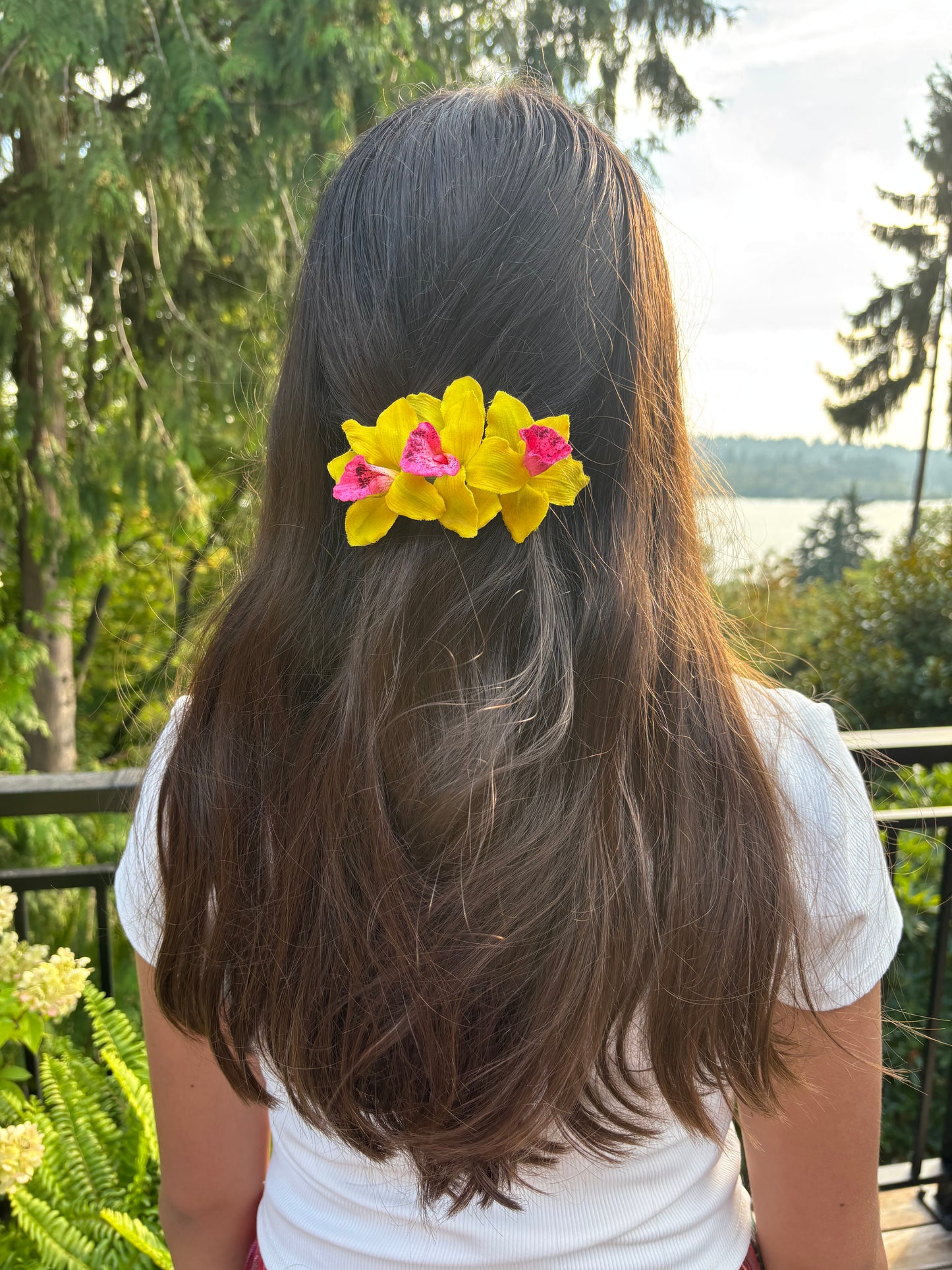 Karin's Garden Margaret Mini Vanda Orchids Hair Barrette Clip - Made in the USA - French Barrette