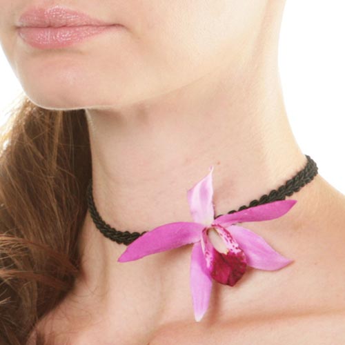 Karin's Garden "Paloma" 2" Pink Orchid Choker Handmade in the USA