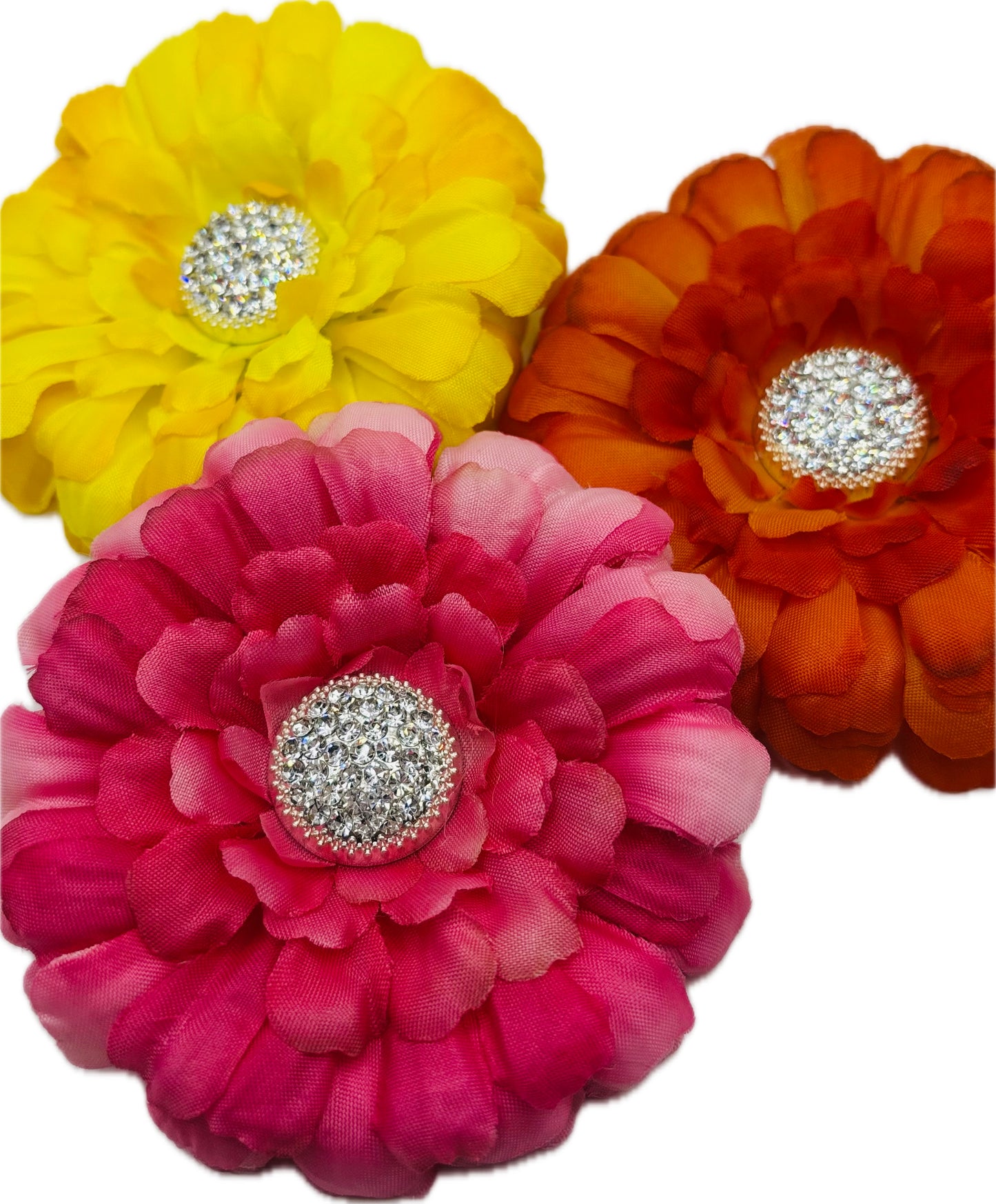 "Dahlia Doll" Pink & Crystal Brooch and Clip.  Pin or Clip into Hair, onto necklace, onto wristlet, on handbag, hat, lapel and more.