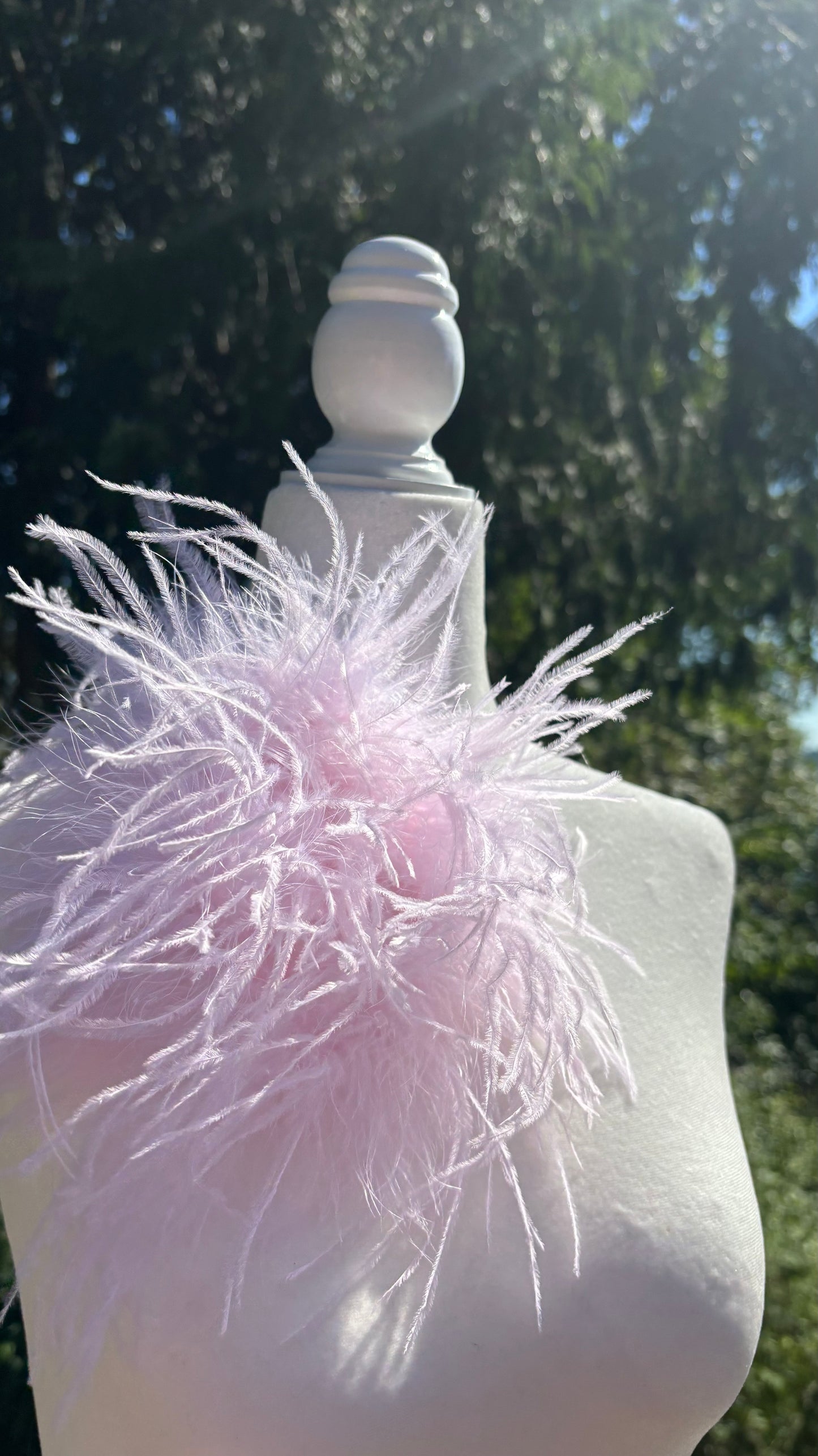 "Dietrich" Grand Ostrich Pin & Clip in Baby Pink.  Made in the USA. Genuine Ostrich. Available in many colors.  Available in Grand or Petite