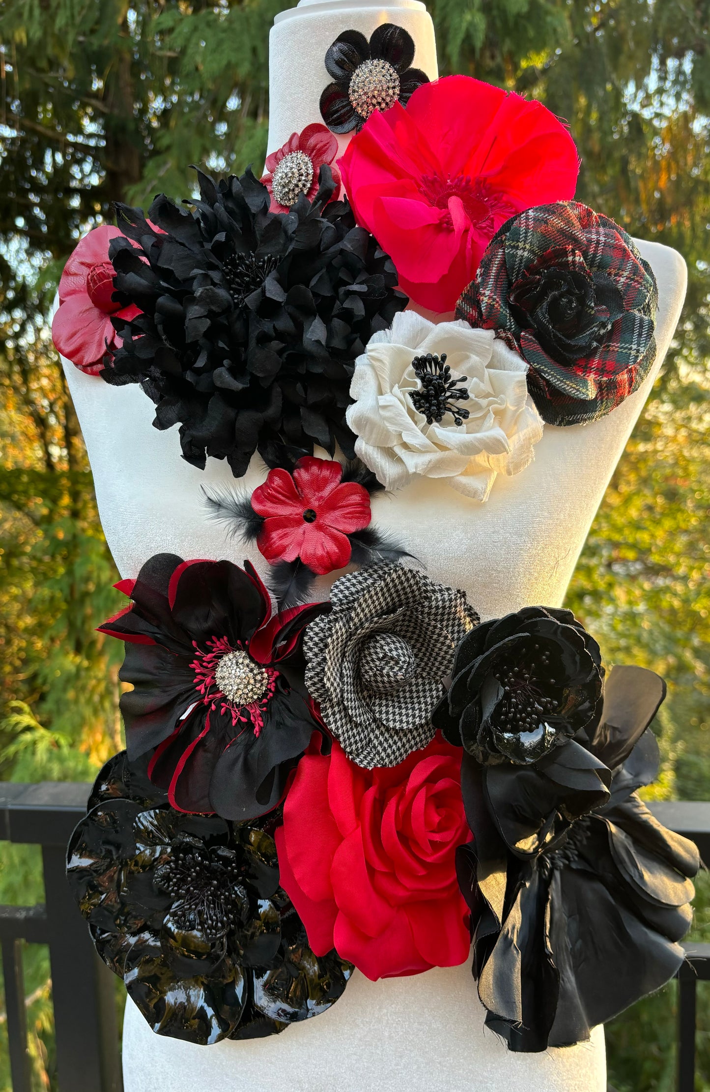 Karin’s Garden 8” Black Empress Flower Pin and Clip.  Silk Dupioni, made in the USA.  A special stunner statement accessory!