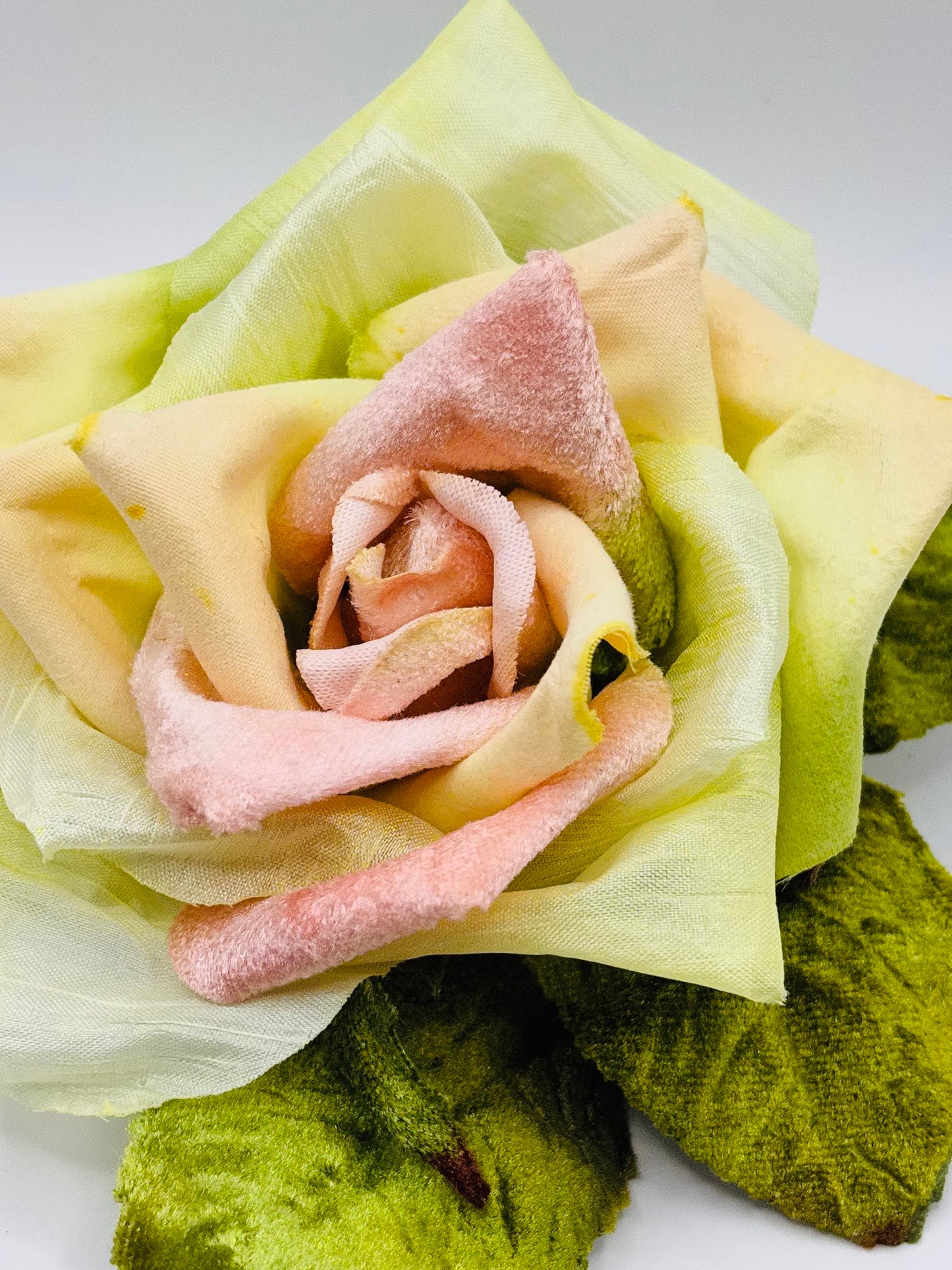 Karin's Garden "Rosalie" 4" Apricot Ivory Rose Pin.  Pin or Clip into Hair or Lapel.