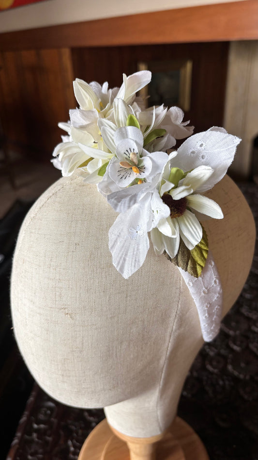 Karin's Garden "Daisies Don't Tell” one-of-a-kind 1” Comfort Fit Non Slip Headband.  Handmade in the USA.