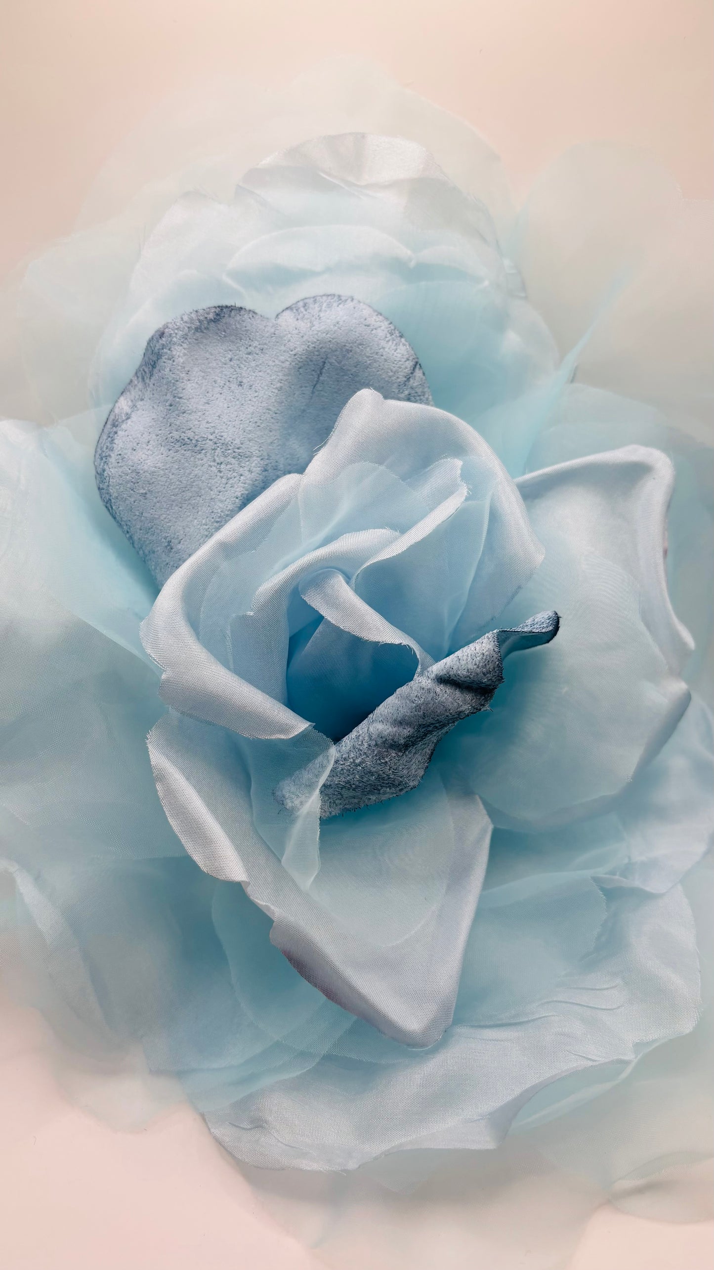 Karin's Garden 10" "Ariana" Powder Blue Silk & Velvet Organza Rose Pin & Clip.  A Statement Flower