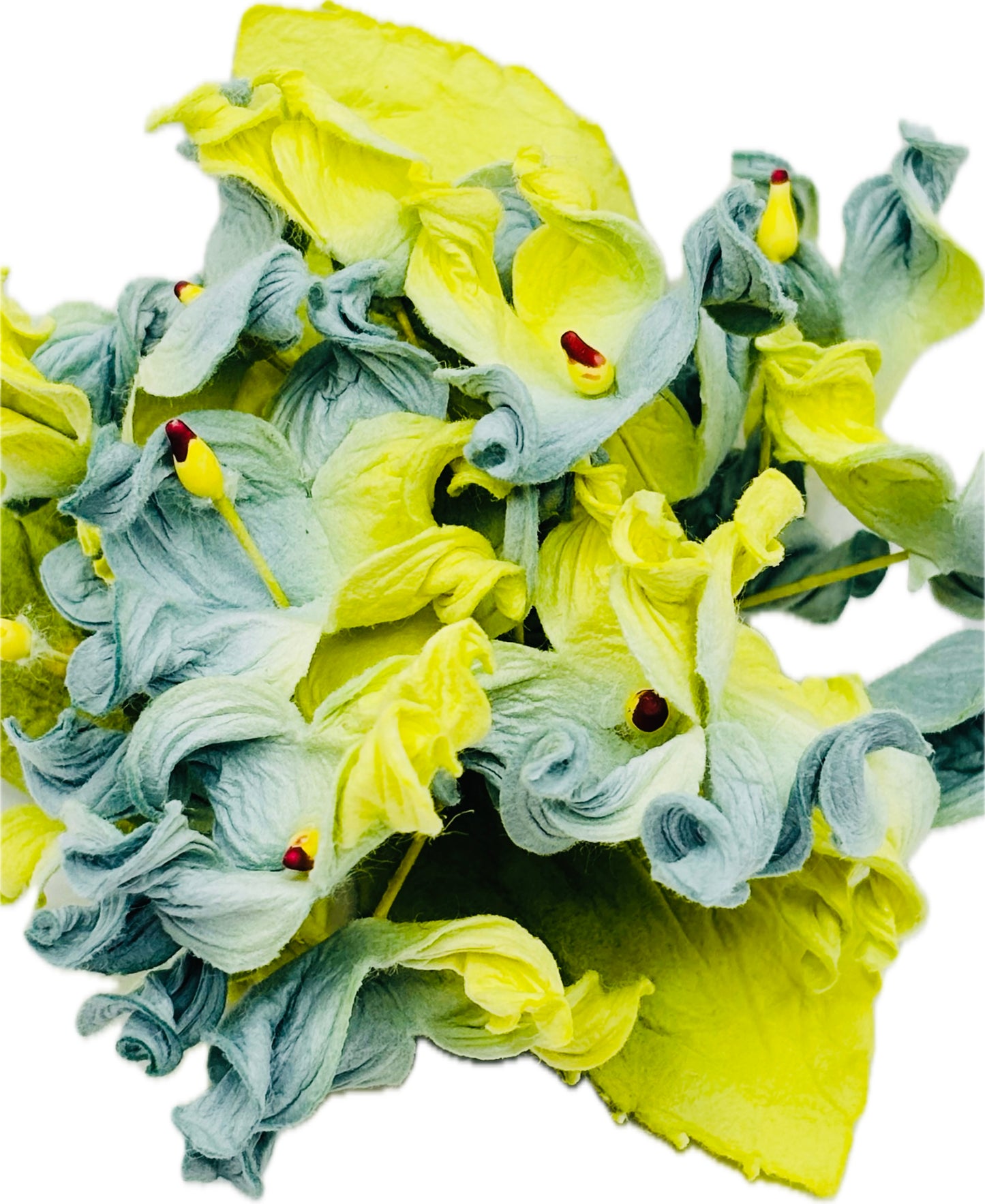 Ivy Hydrangea Flower Pin Brooch in Turquoise Yellow