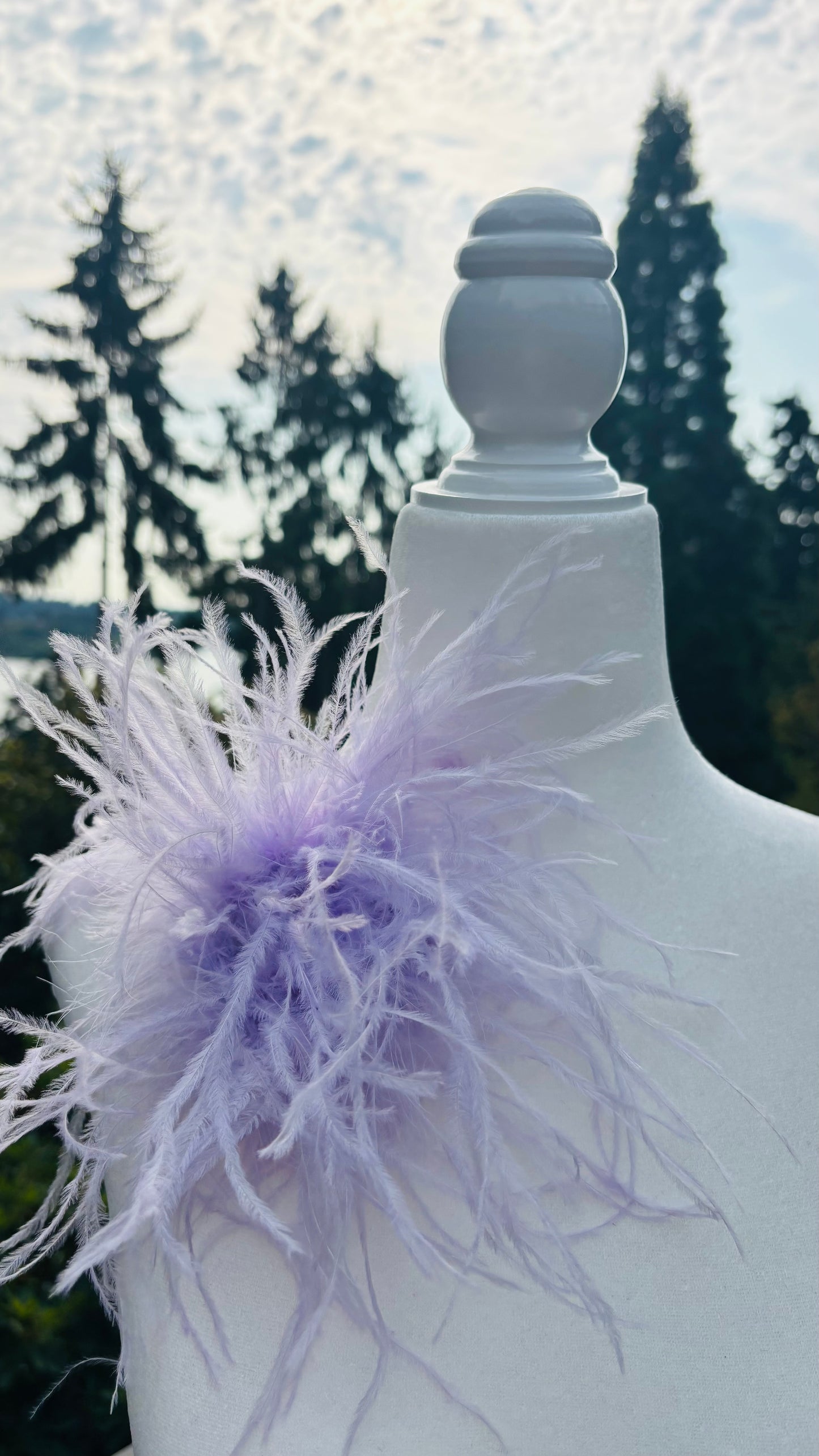"Dietrich" Petite Ostrich Pin & Clip in Lavender.  Made in the USA. Genuine Ostrich. Available in many colors.  Available in Petite or Grand