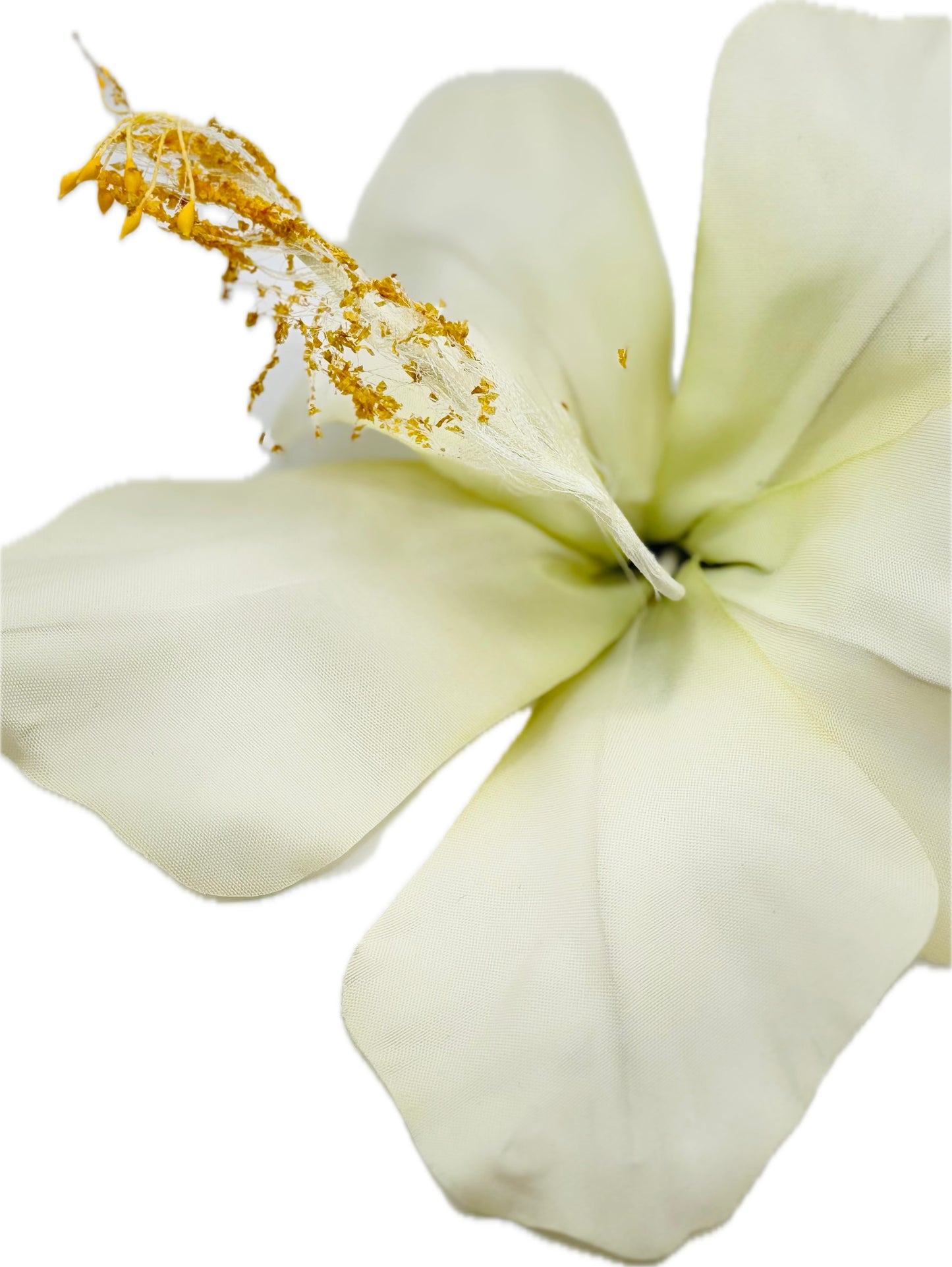 "Calista" 6" Ivory Amaryllis Brooch & Clip.  Pin or Clip to hair, lapel, dress, handbag, hat, necklace & more.