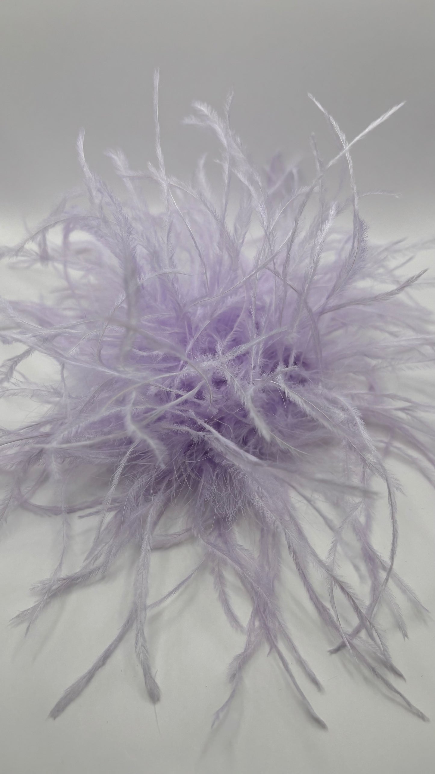 "Dietrich" Petite Ostrich Pin & Clip in Lavender.  Made in the USA. Genuine Ostrich. Available in many colors.  Available in Petite or Grand