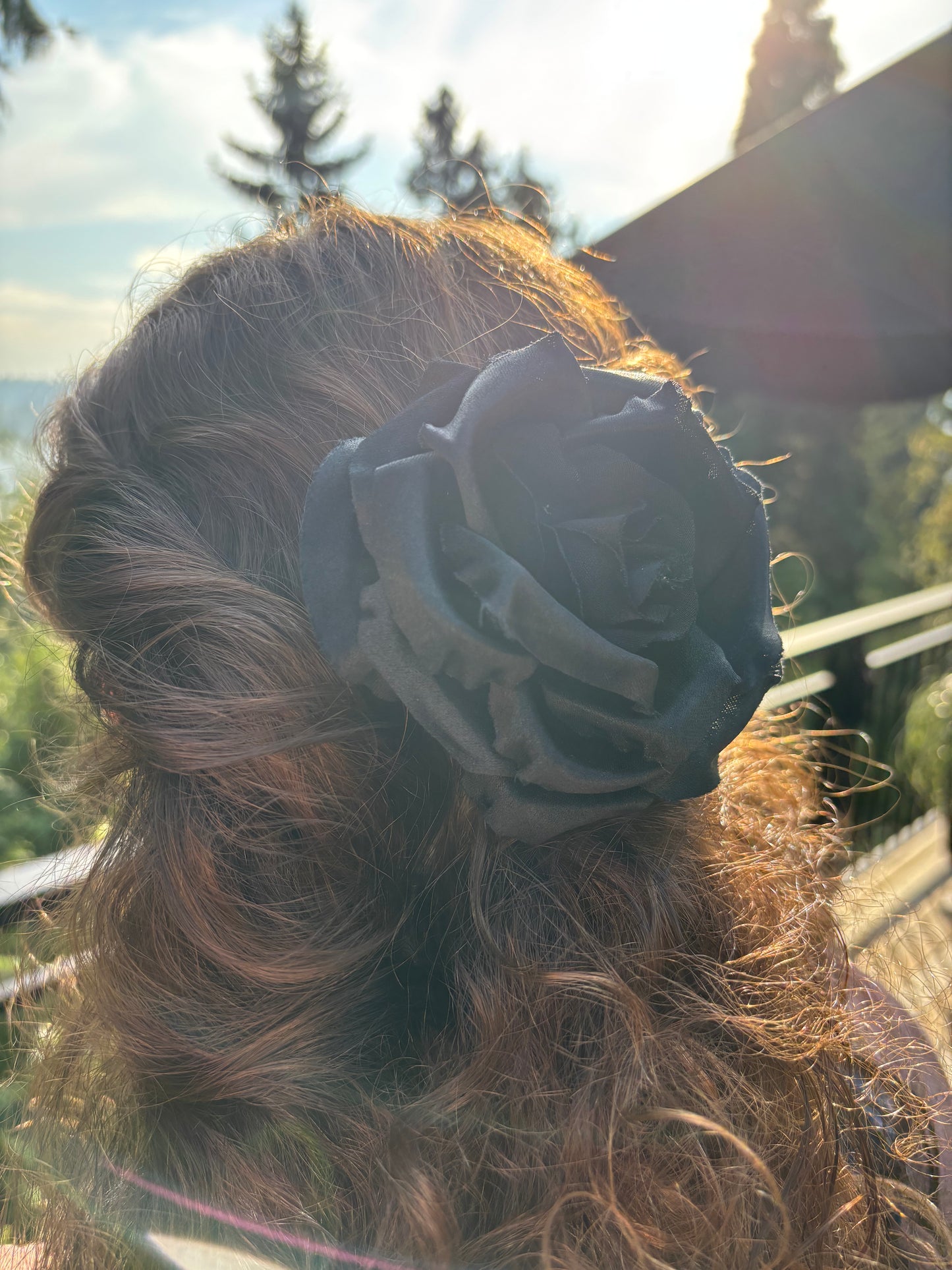 Karin’s Garden 3.5" "Daphne" Black Silk Rose Pin-Clip.  Made in the USA with Love xo