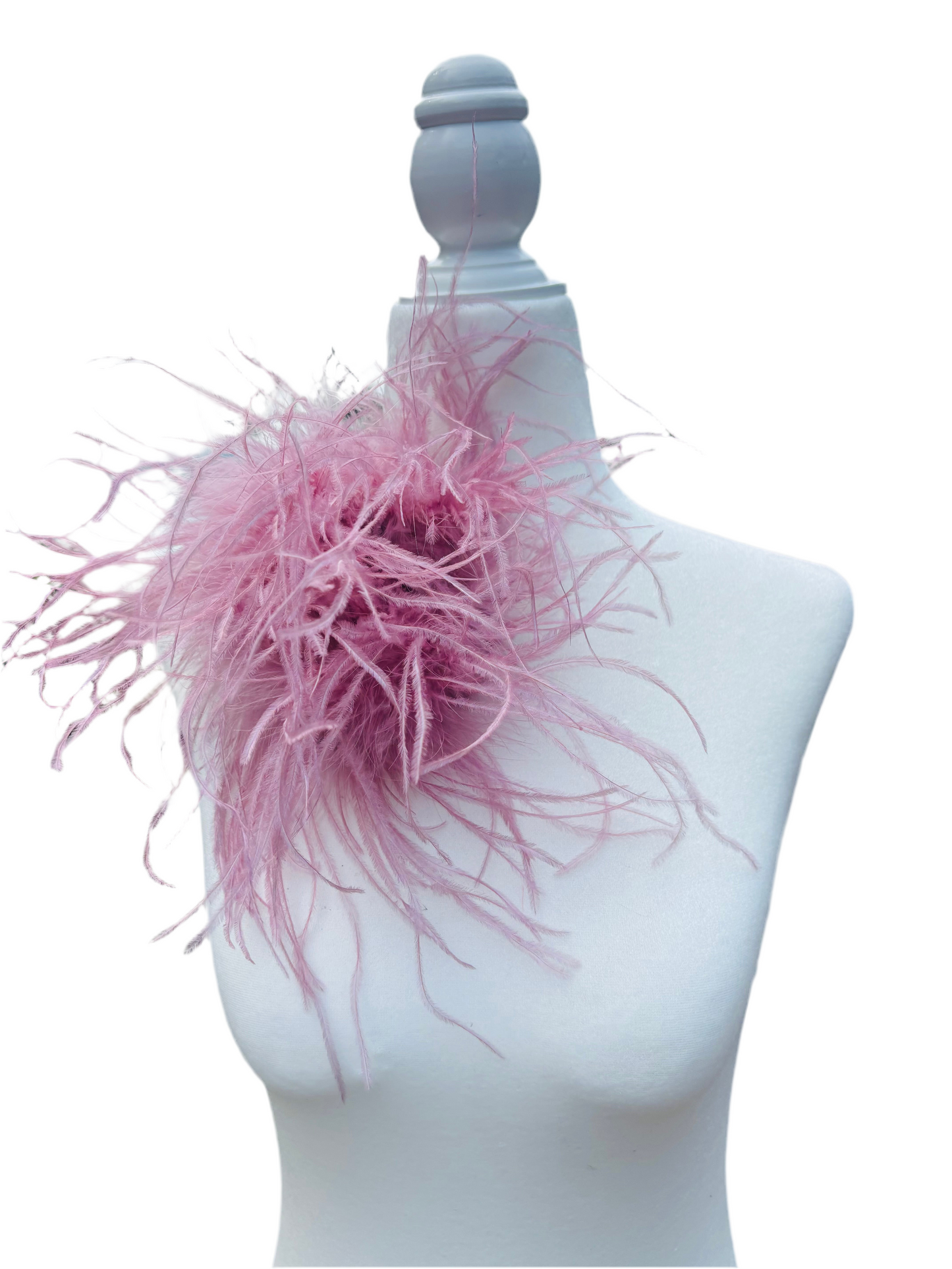 "Dietrich" Grand Ostrich Pin & Clip in Antique Rose. Made in the USA. Genuine Ostrich. Available in many colors.  Available in Grand or Petite