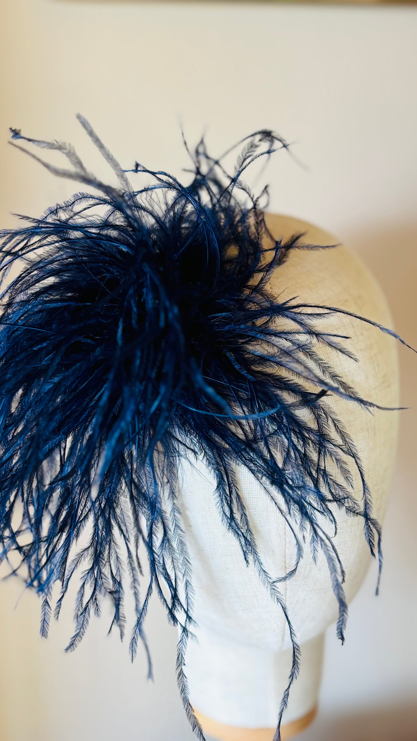 Dietrich Petite Ostrich Pin & Clip in Navy.  Handmade in the USA. Genuine Ostrich. Available in many colors.  Available in Petite or Grand