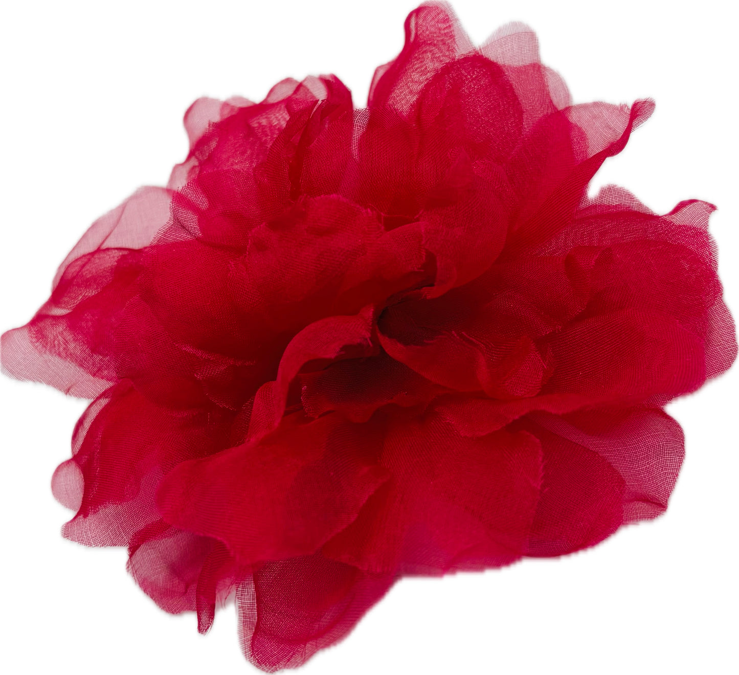 Karin's Garden "Harper" 4" Silk Fuchsia Organza Gardenia Pin Brooch & Clip. Handmade in the USA.  Pin or Clip into hair, onto dress, lapel, handbag and more.