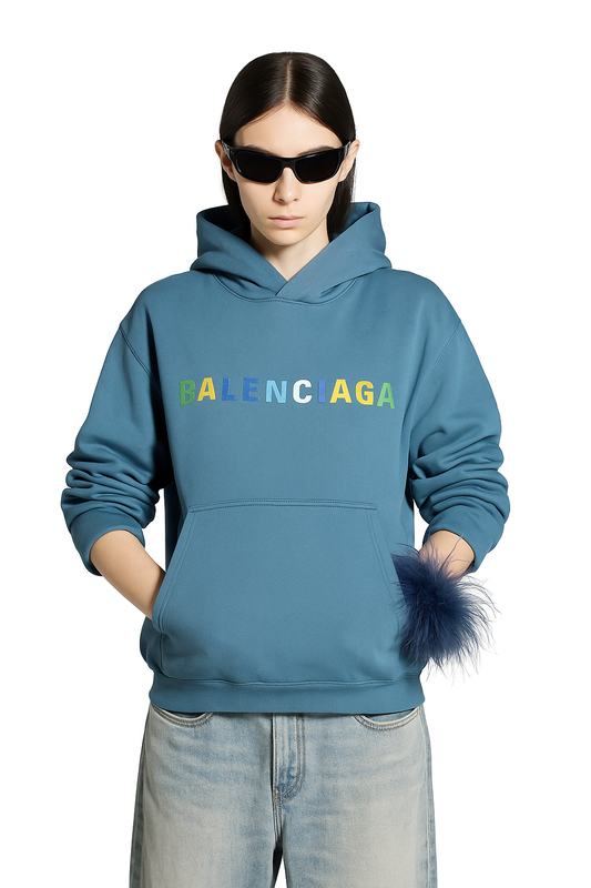 "Dietrich" Petite Ostrich Pin & Clip in Blue/Gray.  Made in the USA. Genuine Ostrich. Available in many colors.  Available in Petite or Grand