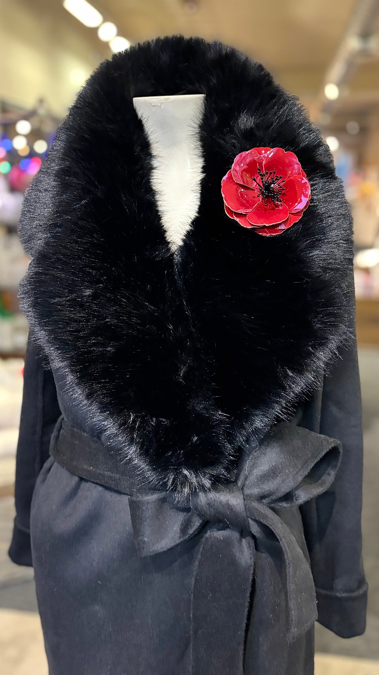 “Cecconis” Red Patent Leather Rose Brooch & Clip.  Made in the USA with Love
