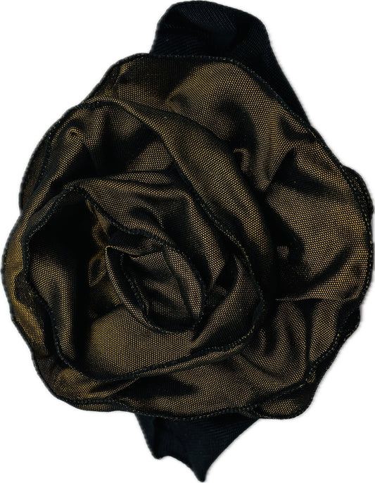“Rosette” Olive Green Brooch & Clip.  Pin or Clip to dresses, lapels, purse, hat or wear as a boutonniere. Made in the USA.  You can reshape the flower and leaves to make it larger or smaller.