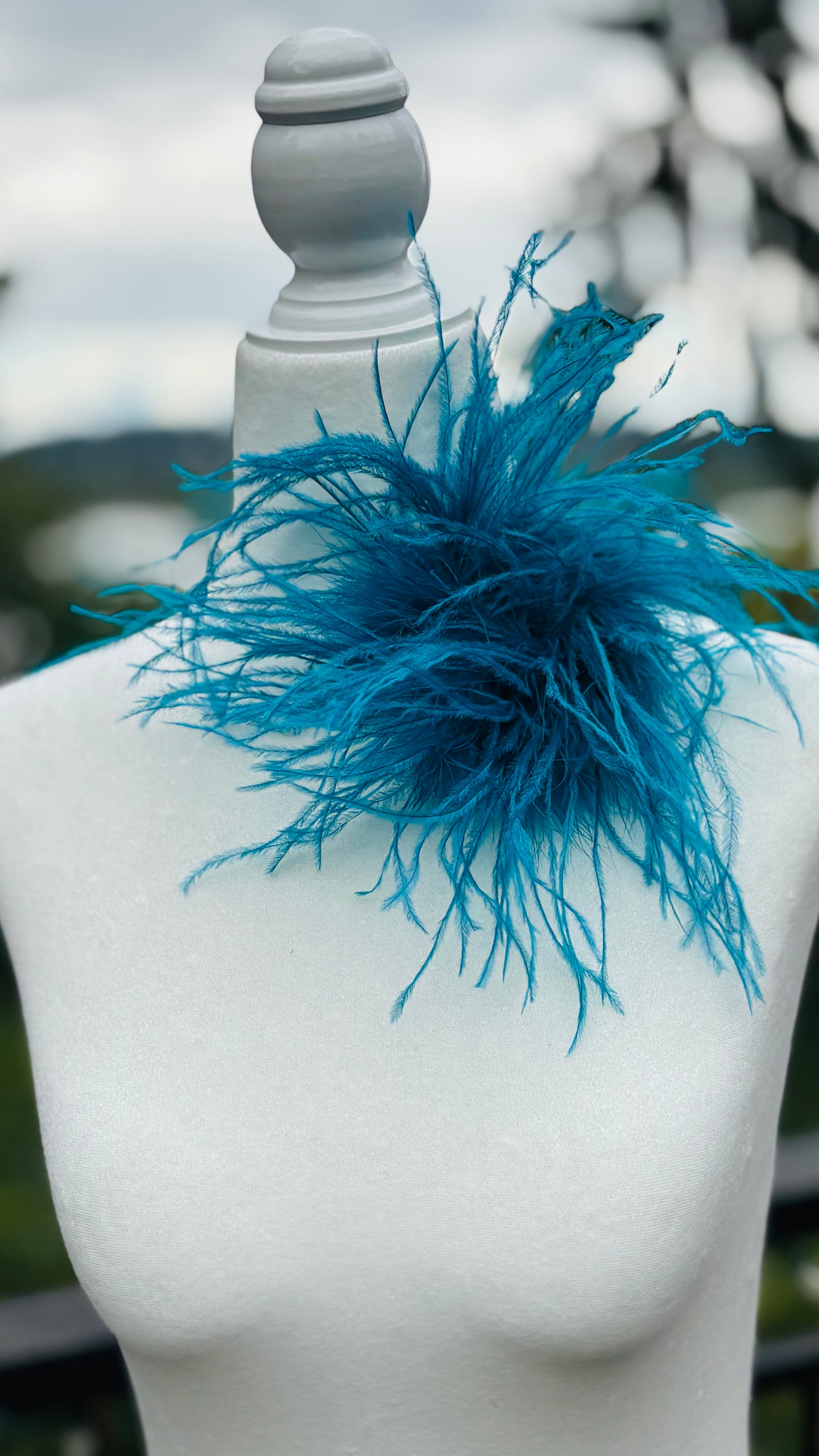 Dietrich Petite Ostrich Pin & Clip in Teal.  Handmade in the USA. Genuine Ostrich. Available in many colors.  Available in Petite or Grand