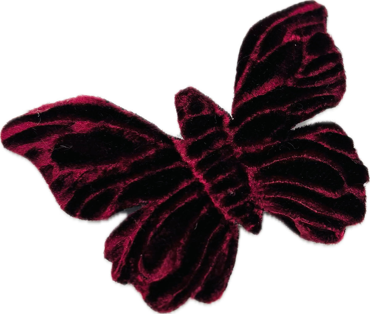 Mariposa Wine Velvet Butterfly Clip Handmade in the USA.  Clip into hair, onto lapel, dress, handbag and more.