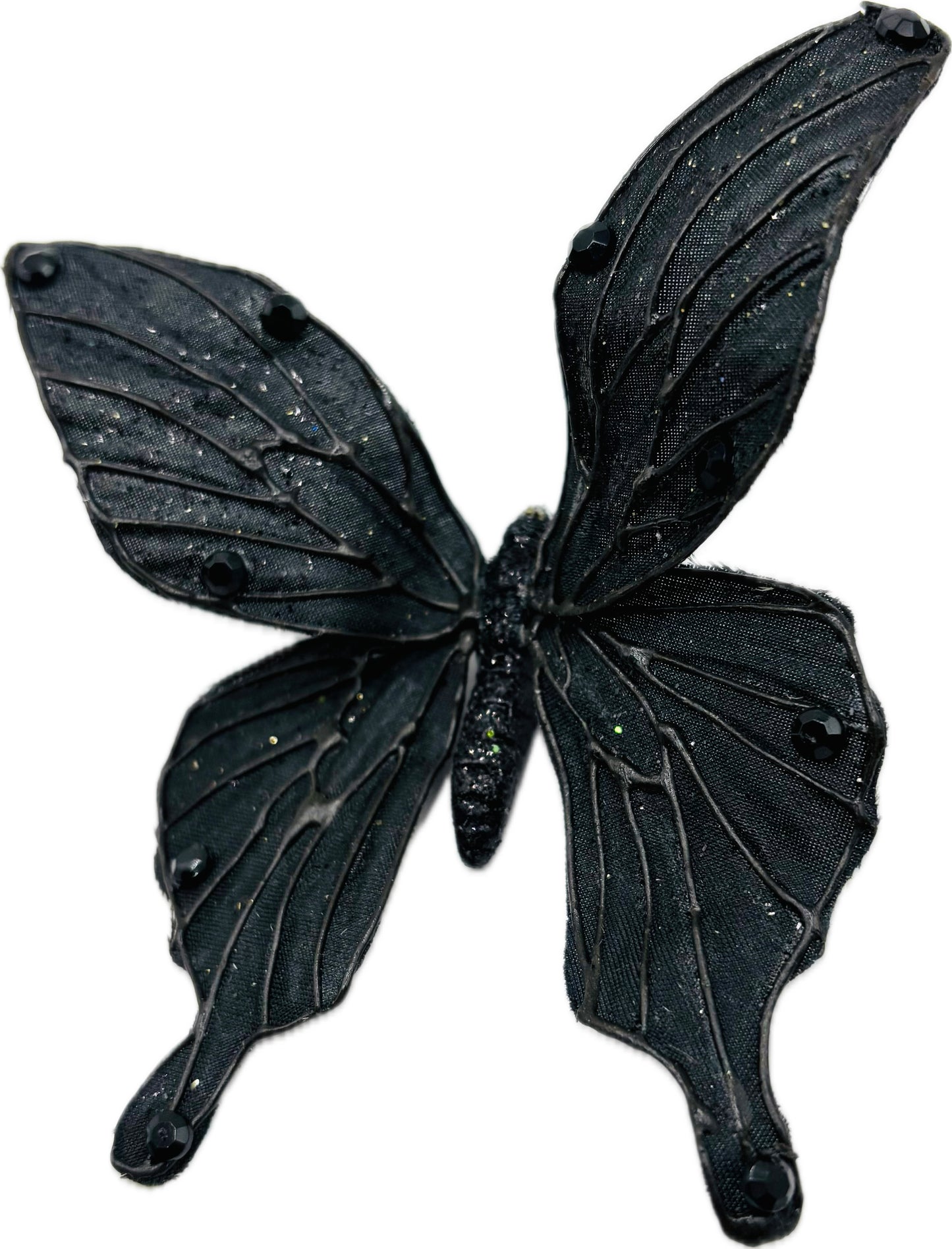 "Vanessa" Karin's Garden 3" Black Butterfly clip. Bendable petals. Wear in your hair or clip on lapel, tank top or dress.  Hair Accessory