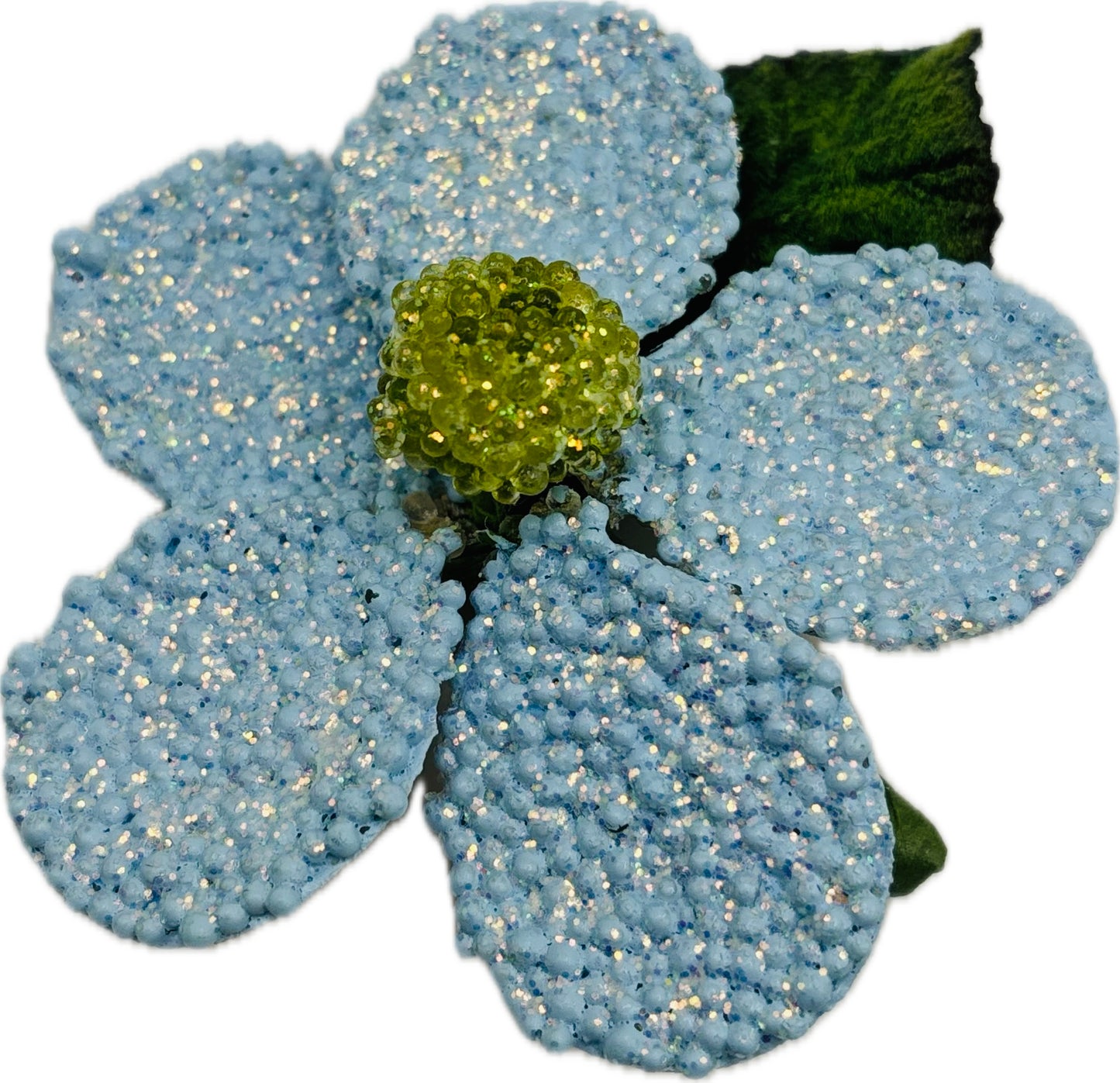 "Rock Sugar" Aqua Pastel Beaded Daisy Flower Pin.  Karin's Garden 3"