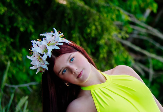 Karin’s Garden “Martha” Couture Tiger Lily Headband | Garden Party Floral Statement Headpiece | Handmade in USA