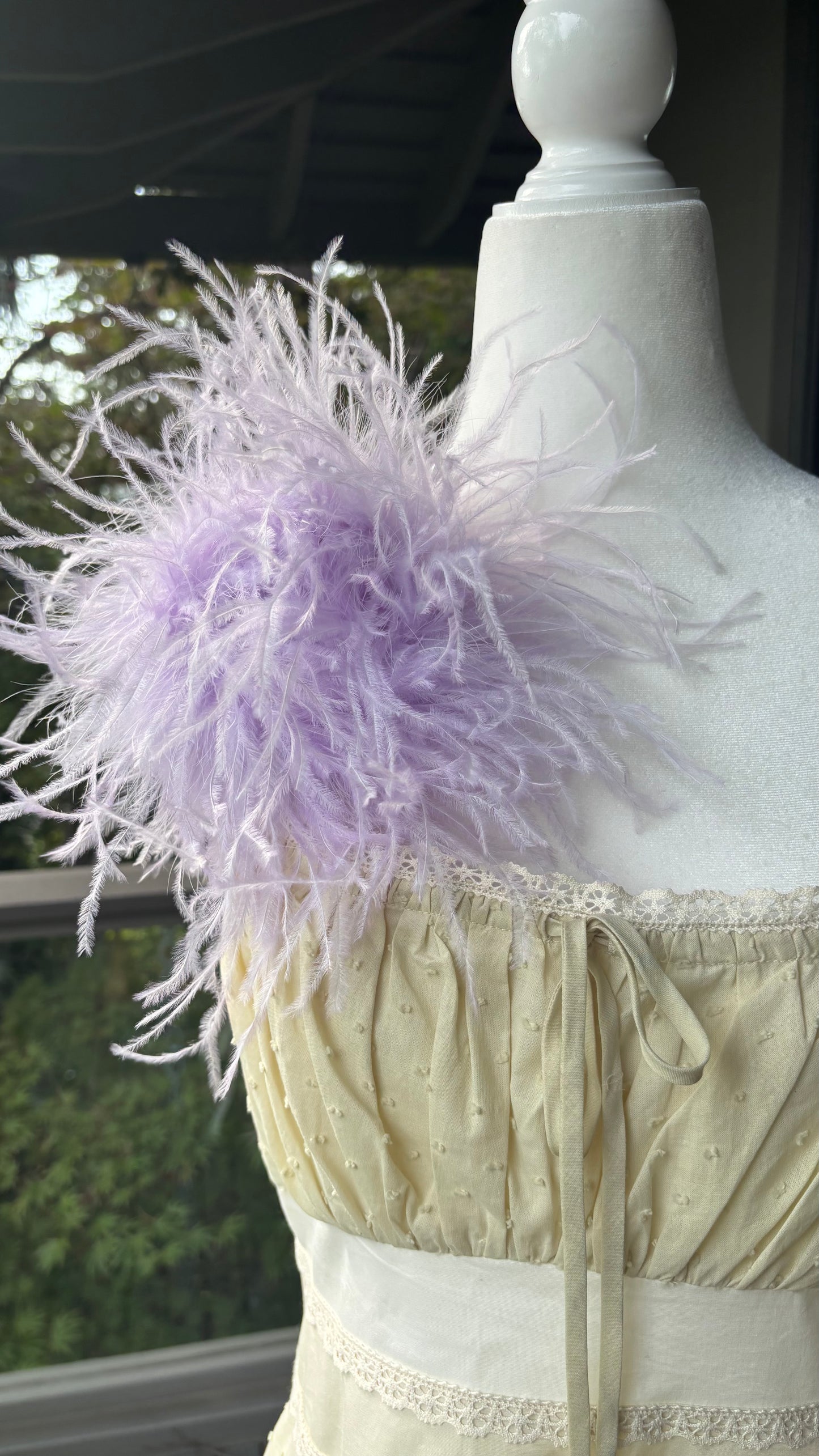 "Dietrich" Grand Ostrich Pin & Clip in Lavender.  Made in the USA. Genuine Ostrich. Available in many colors.  Available in Grand or Petite