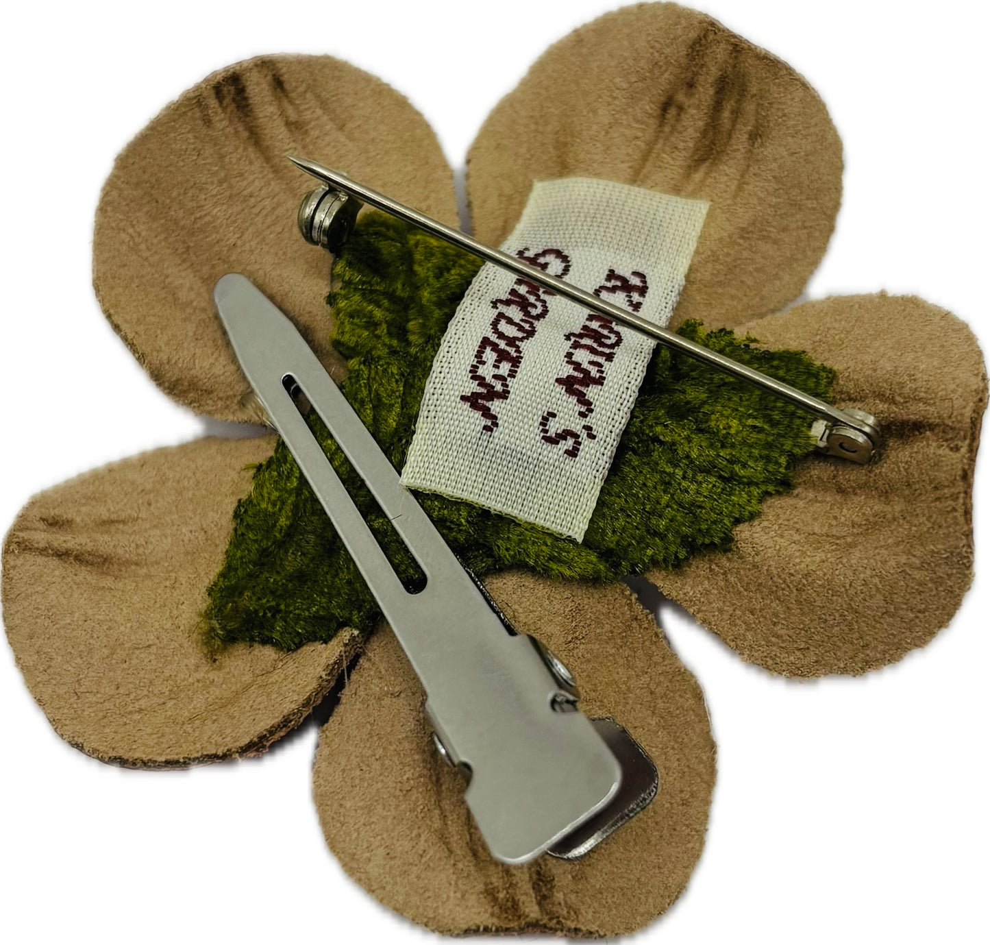 "Maisie" Red Patent Leather & Pearl Brooch & Clip. 2.25" Made in the USA with Love.