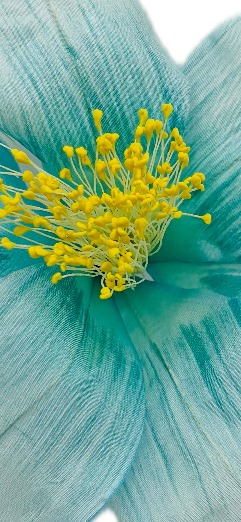 "Clementine" 4" Silk Clematis Sky Blue Brooch and Clip. Karin's Garden. Bendable Petals. Pin or Clip into hair, onto dress, lapel, handbag and more.